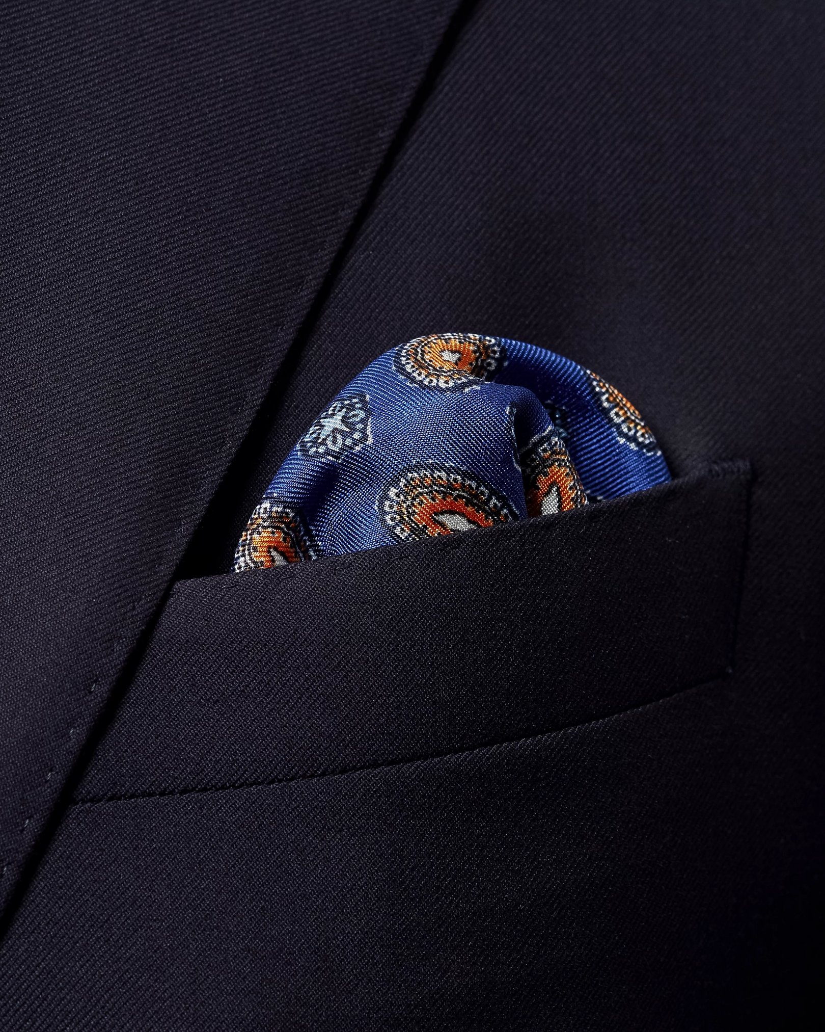 Eton - navy orange geometric pocket square