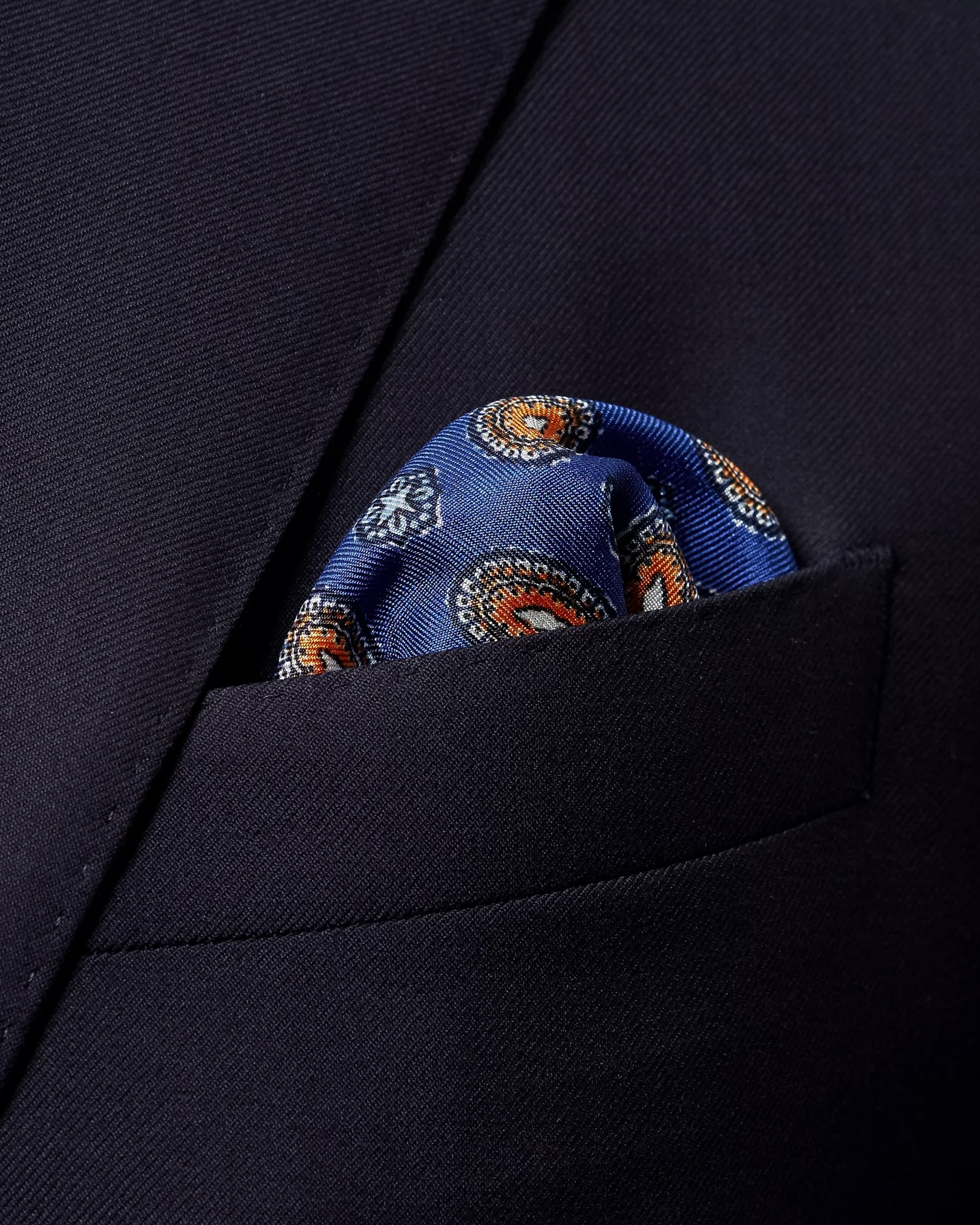 Eton - navy orange geometric pocket square