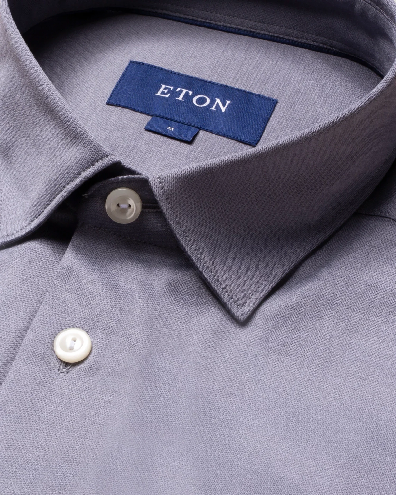 Eton - mid grey jersey pointed single rounded slim jersey