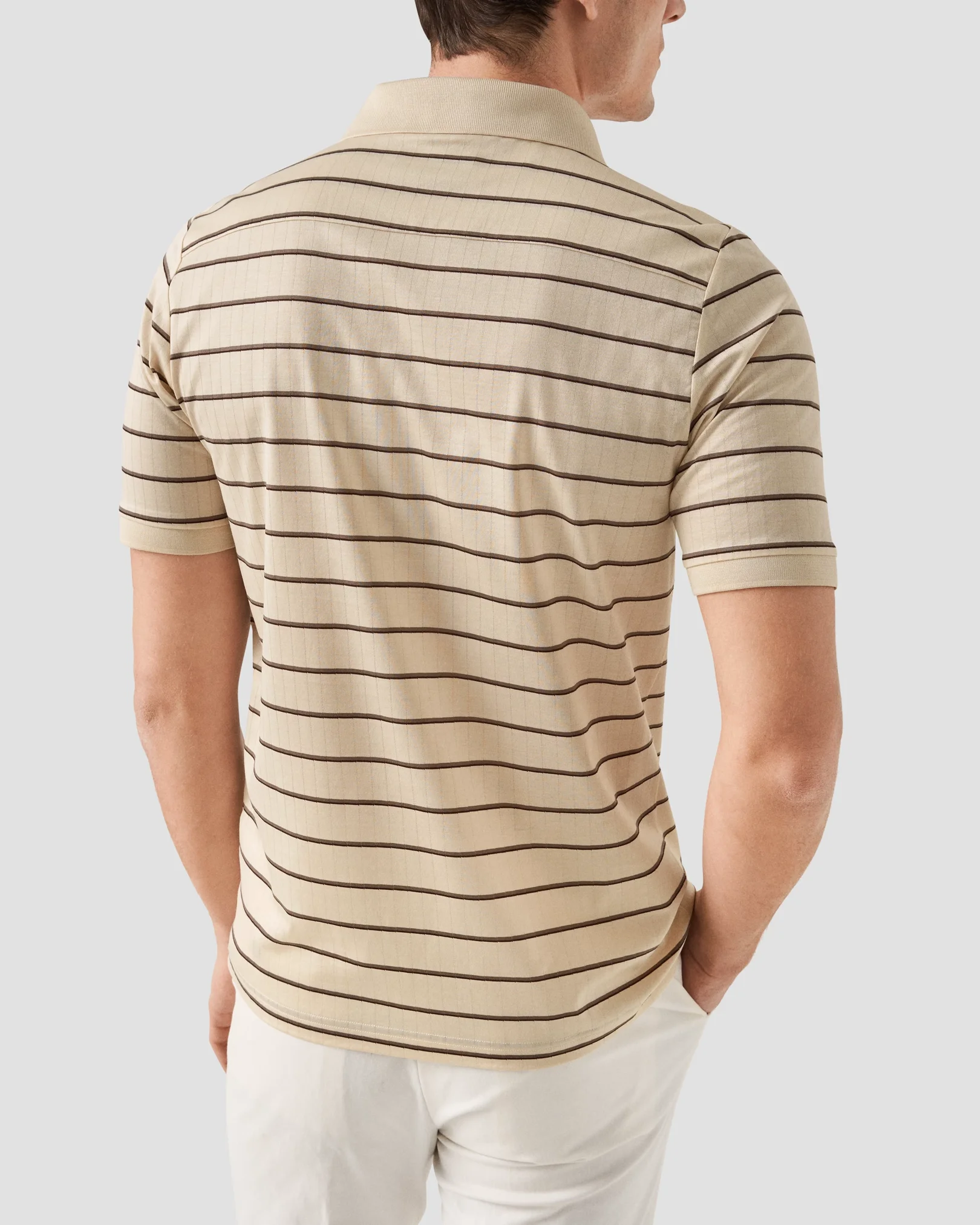 Eton - beige knitted collar short sleeve regular fit