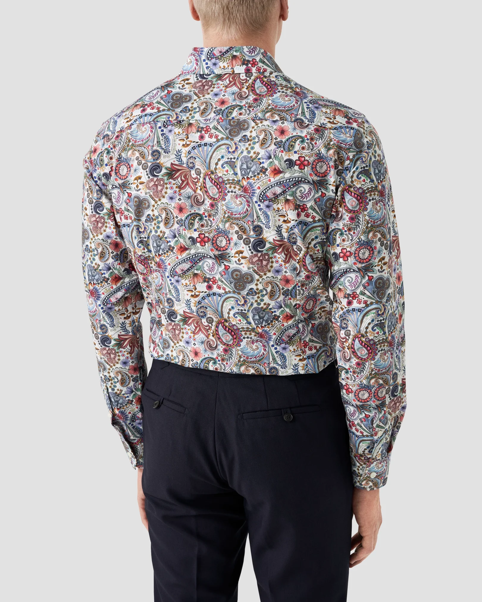 Eton - red paisley twill shirt