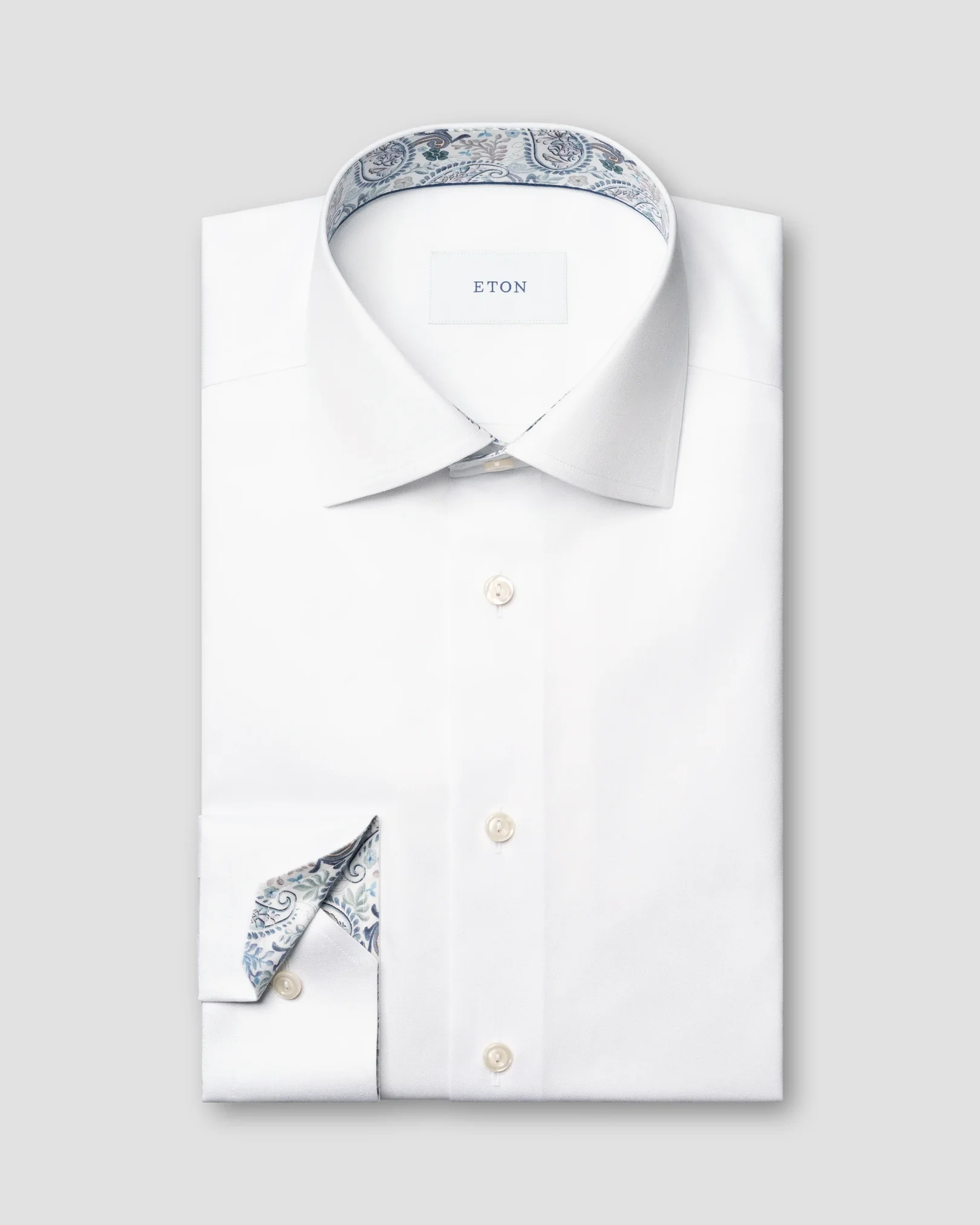 Eton - Einfarbiges Hemd mit Paisley-Effekt