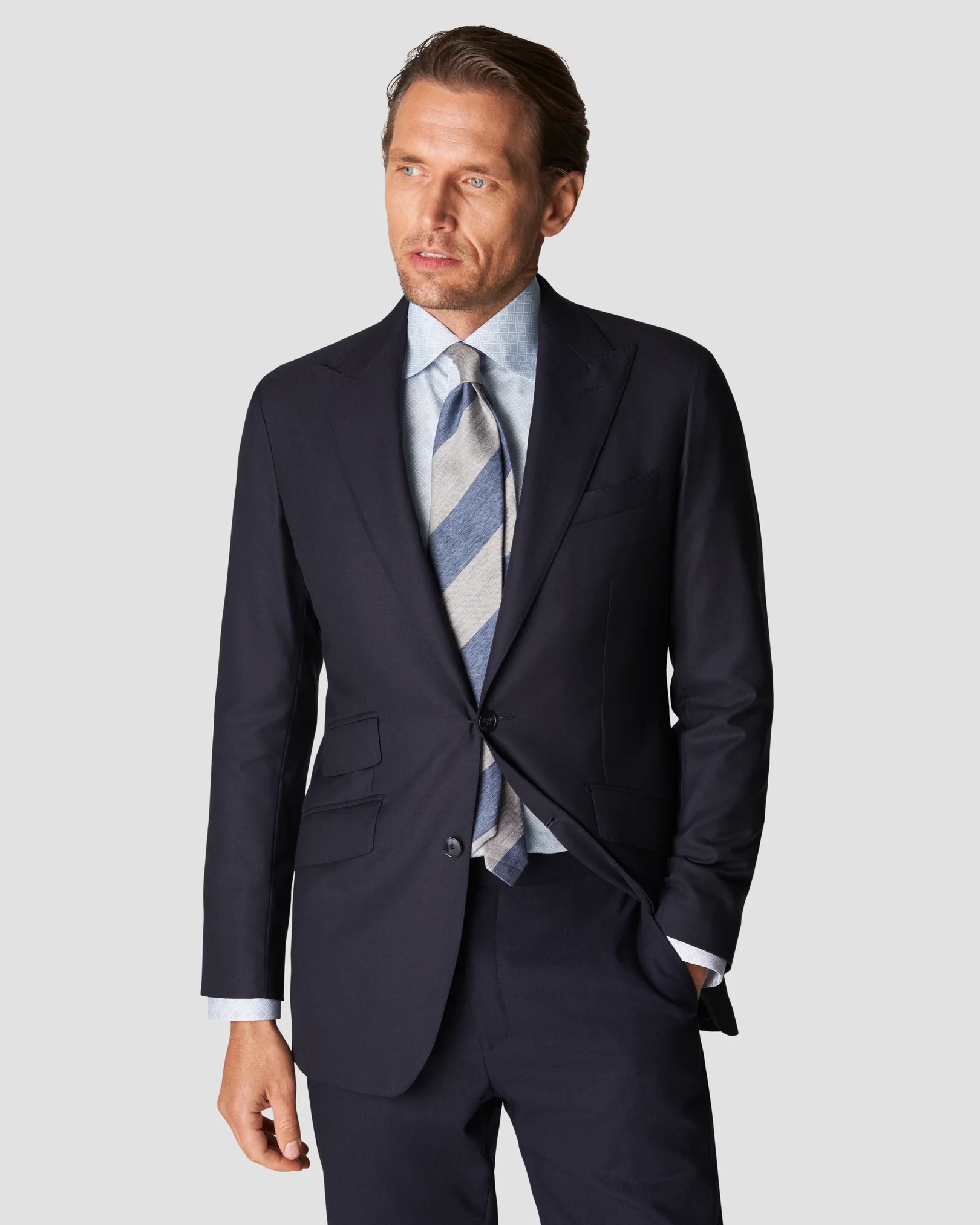Eton - light blue fine twill e print