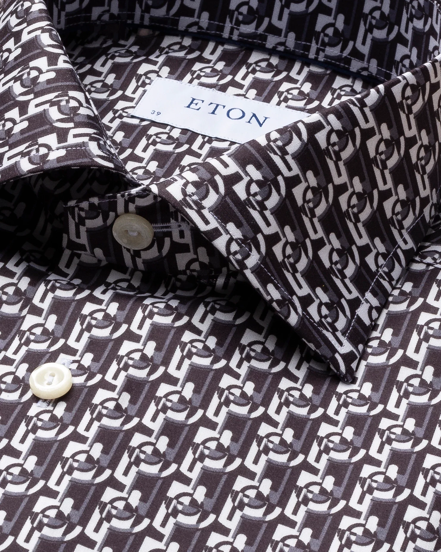 Eton - art deco geometric print poplin shirt