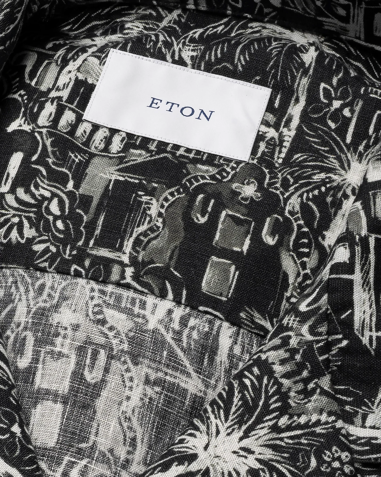 Eton - black gaudi garden print resort shirt
