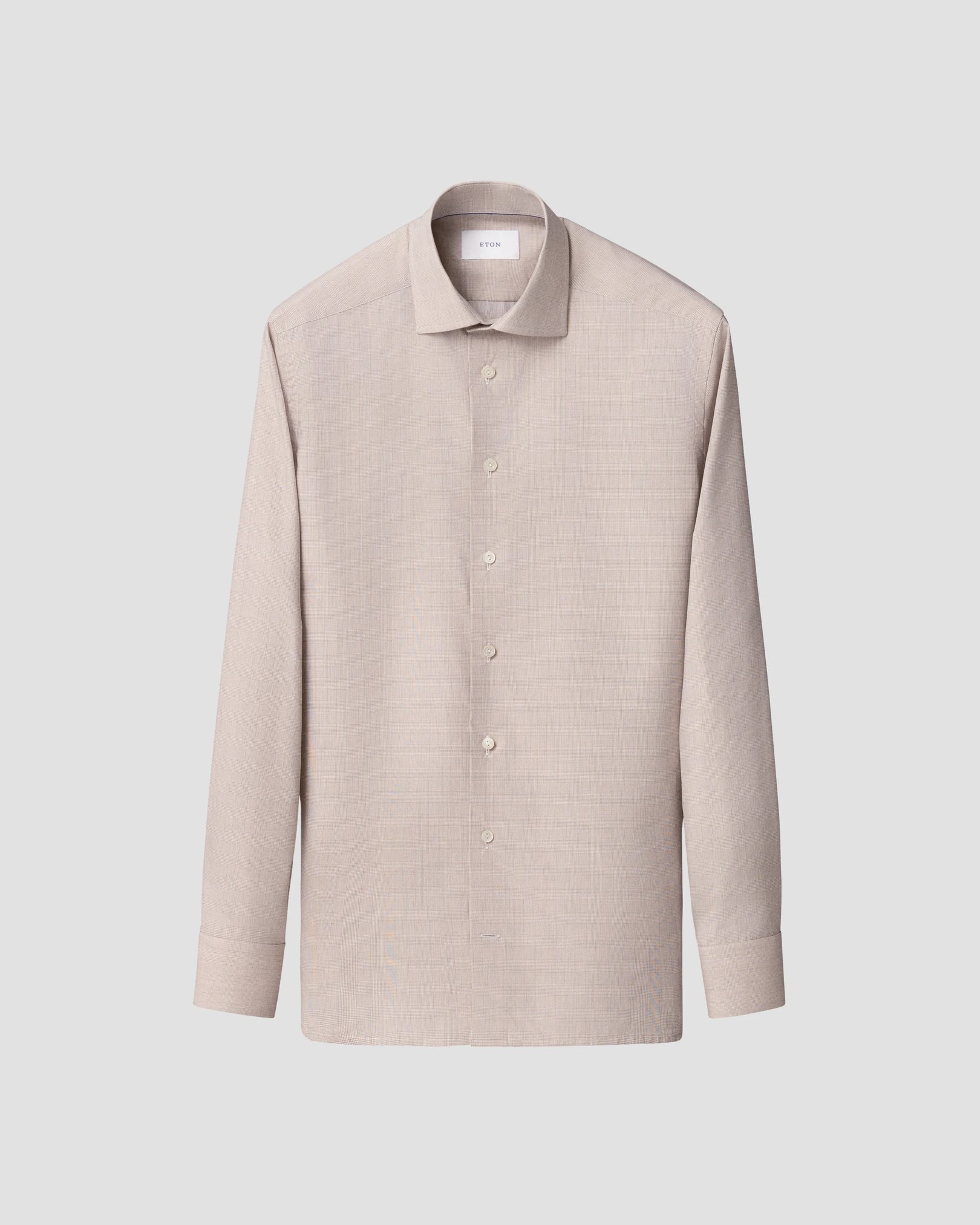Eton - beige check fine twillshirt