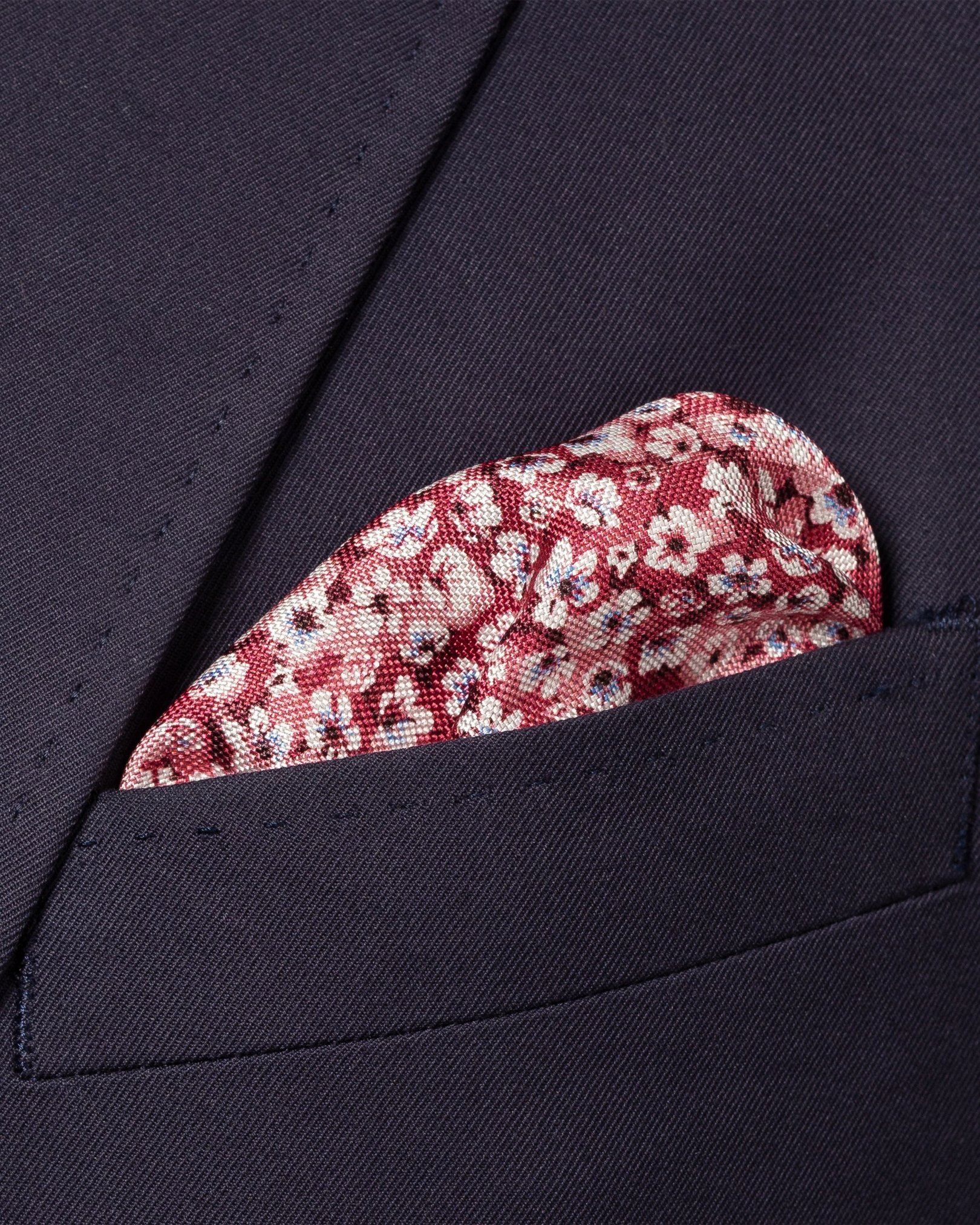 Eton - red floral print silk pocket square