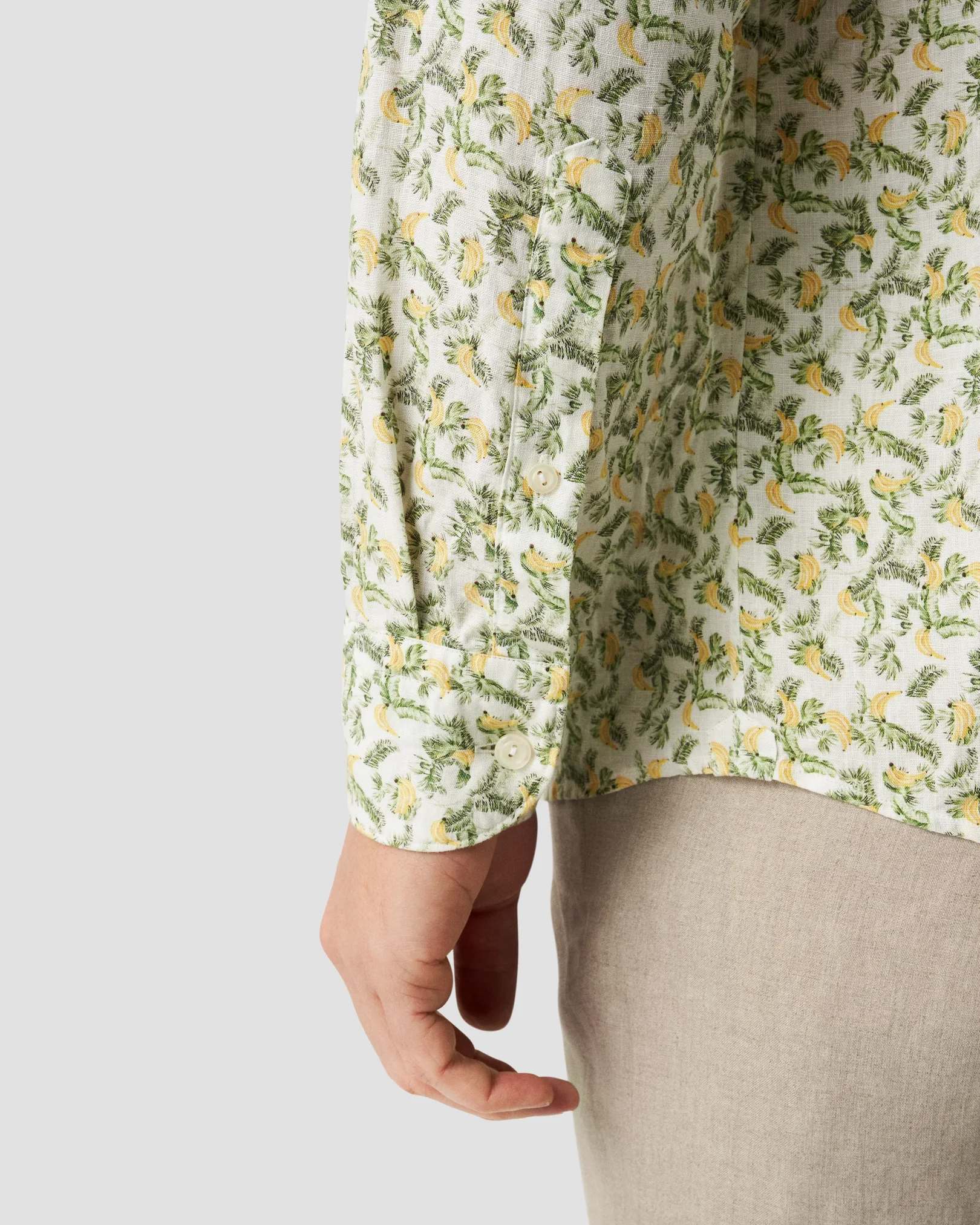 Eton - banana printed linen shirt
