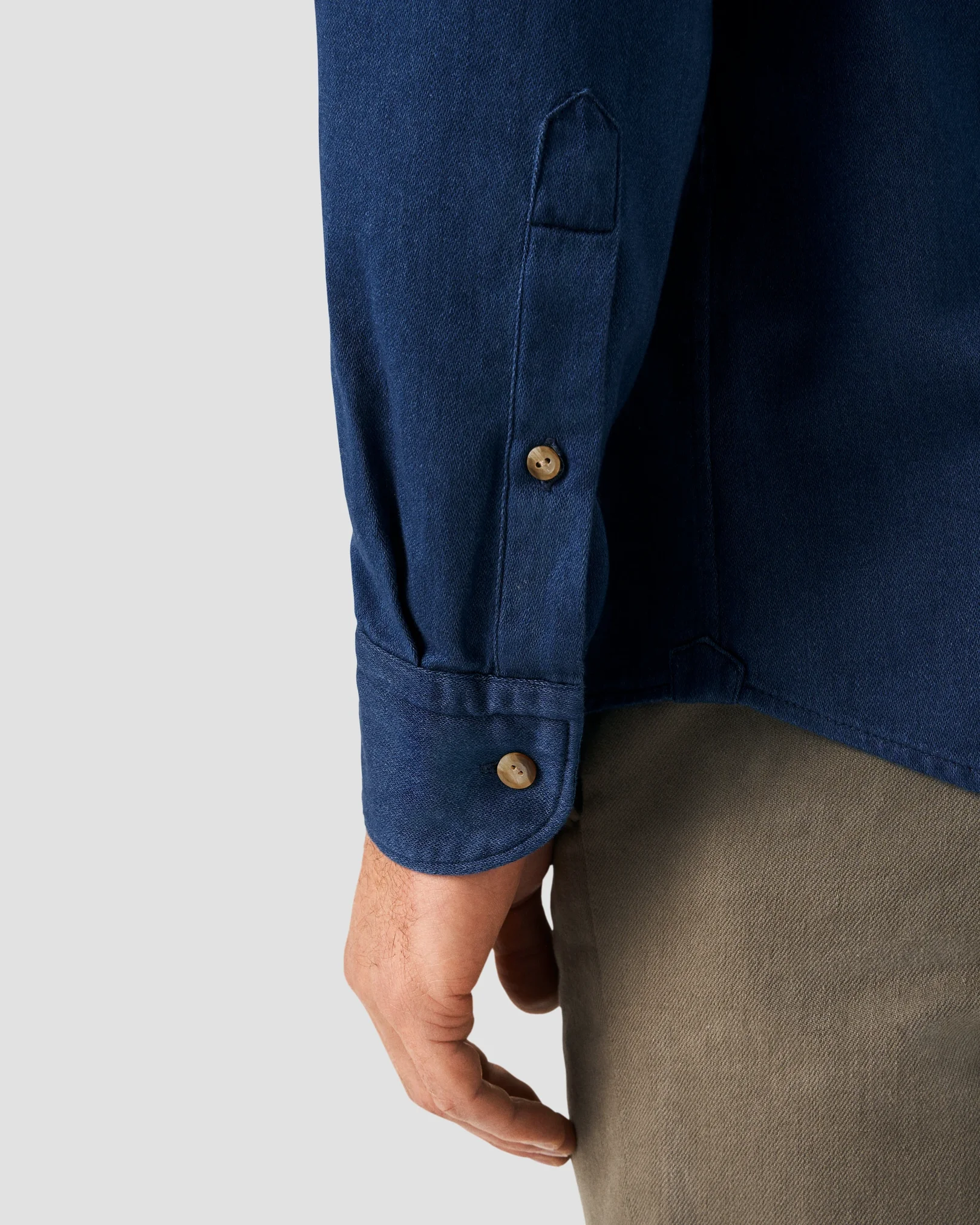 Eton - Marinblå Satin Indigo Skjorta