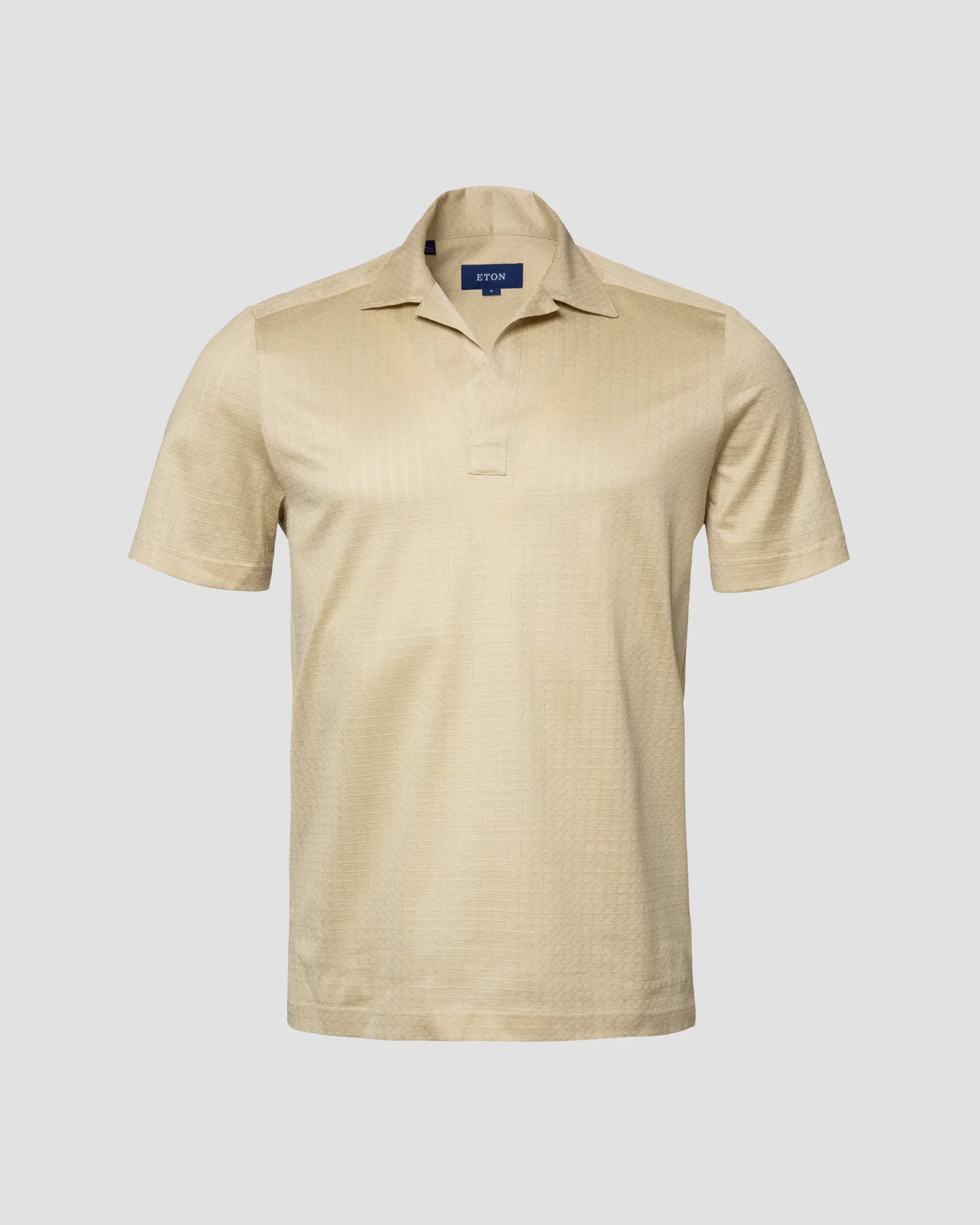 Eton - Brown Geometric Jacquard Filo di Scozia Polo Shirt - Short Sleeve