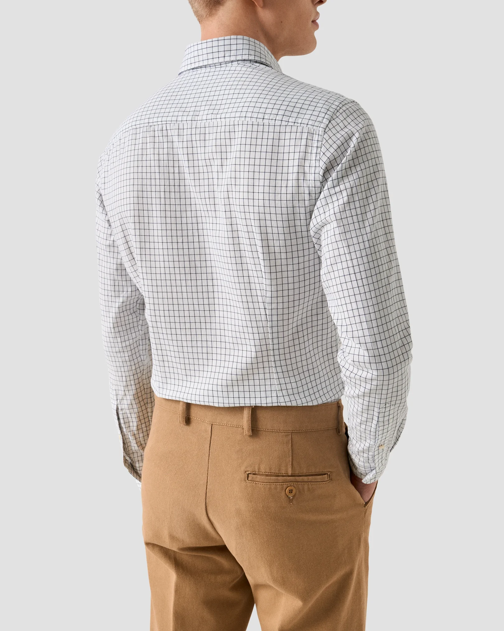 Eton - check royal oxford shirt navy blue