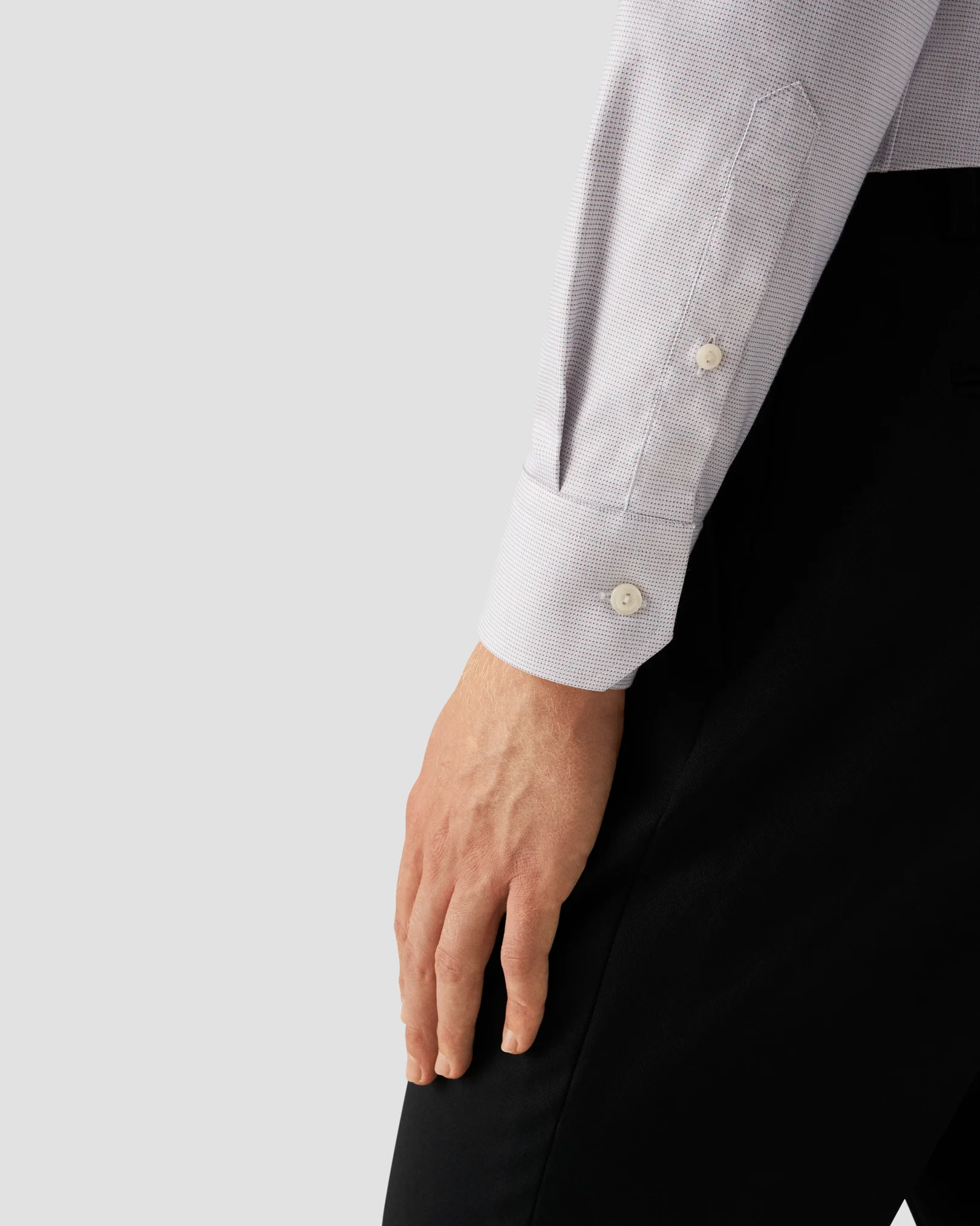 Eton - beige semi solid cotton tencel tm lyocell shirt