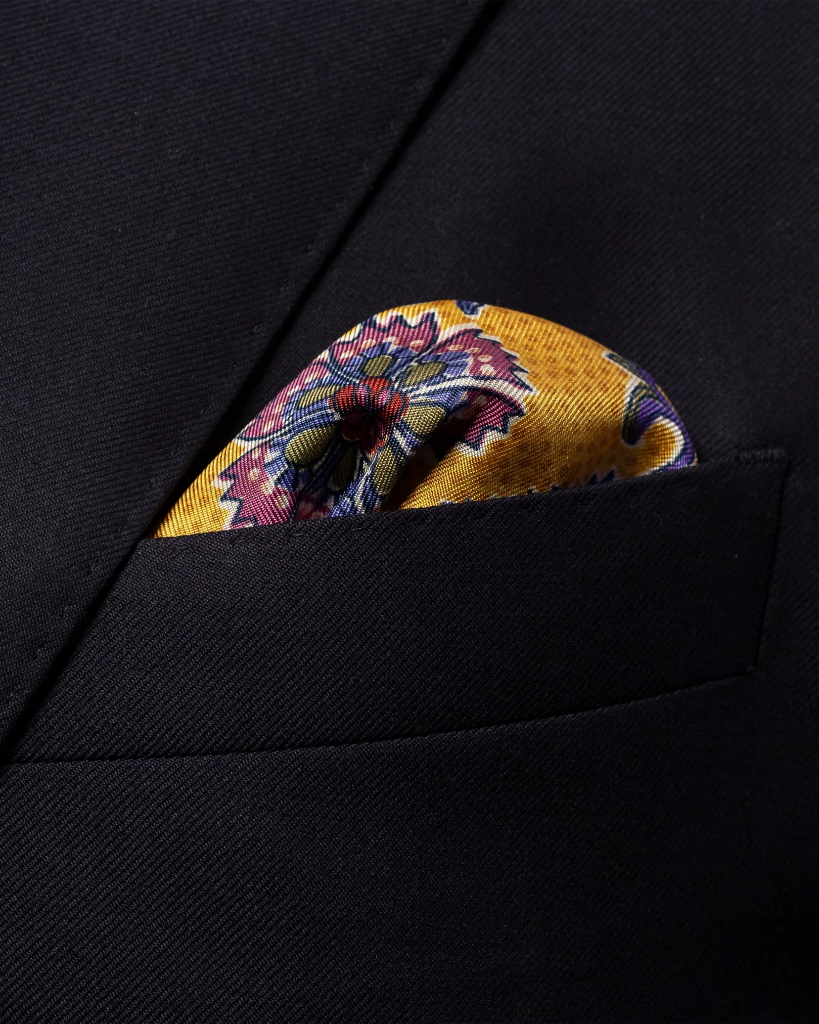 Eton - yellow floral silk pocket square