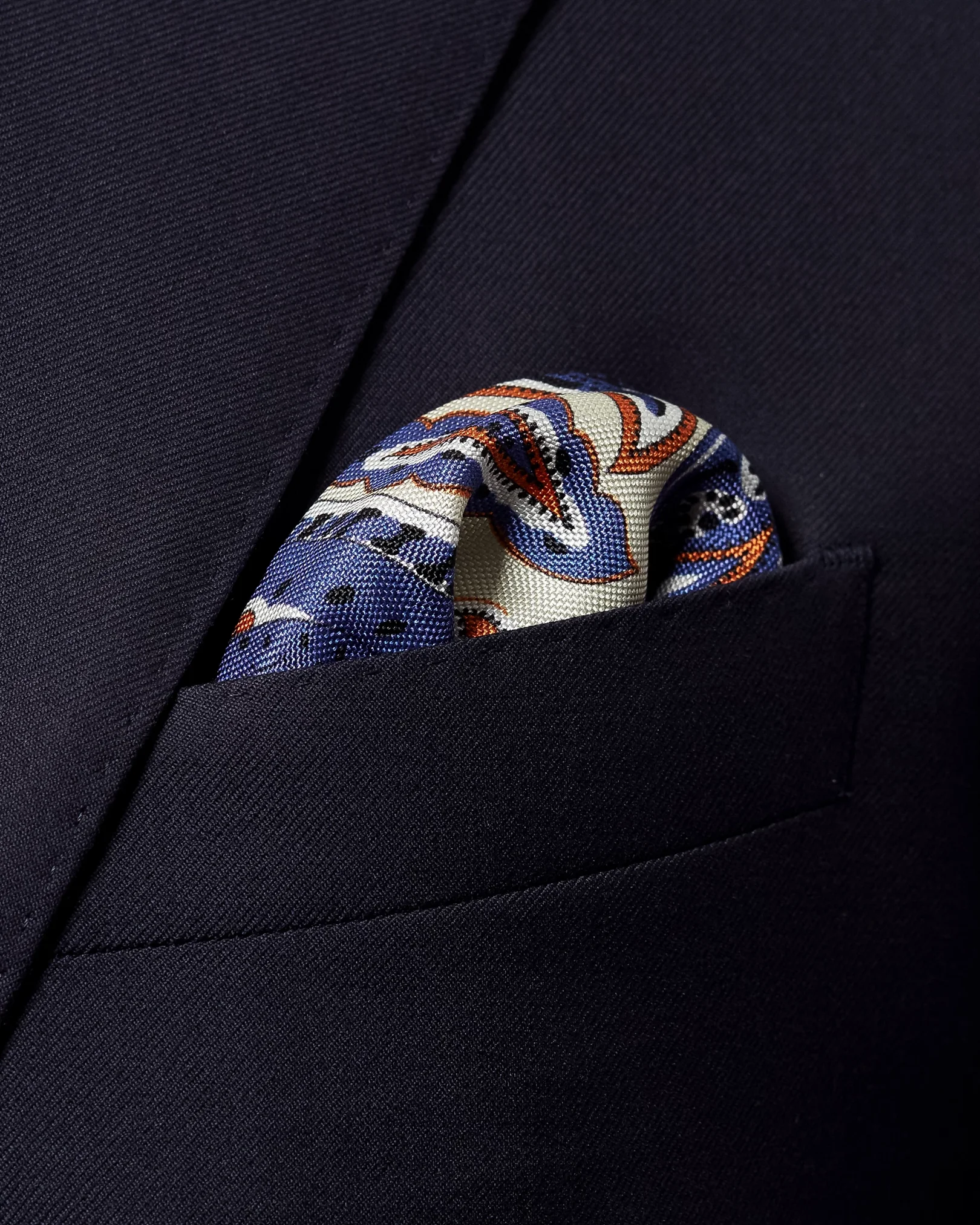 Eton - brown blue paisley pocket square
