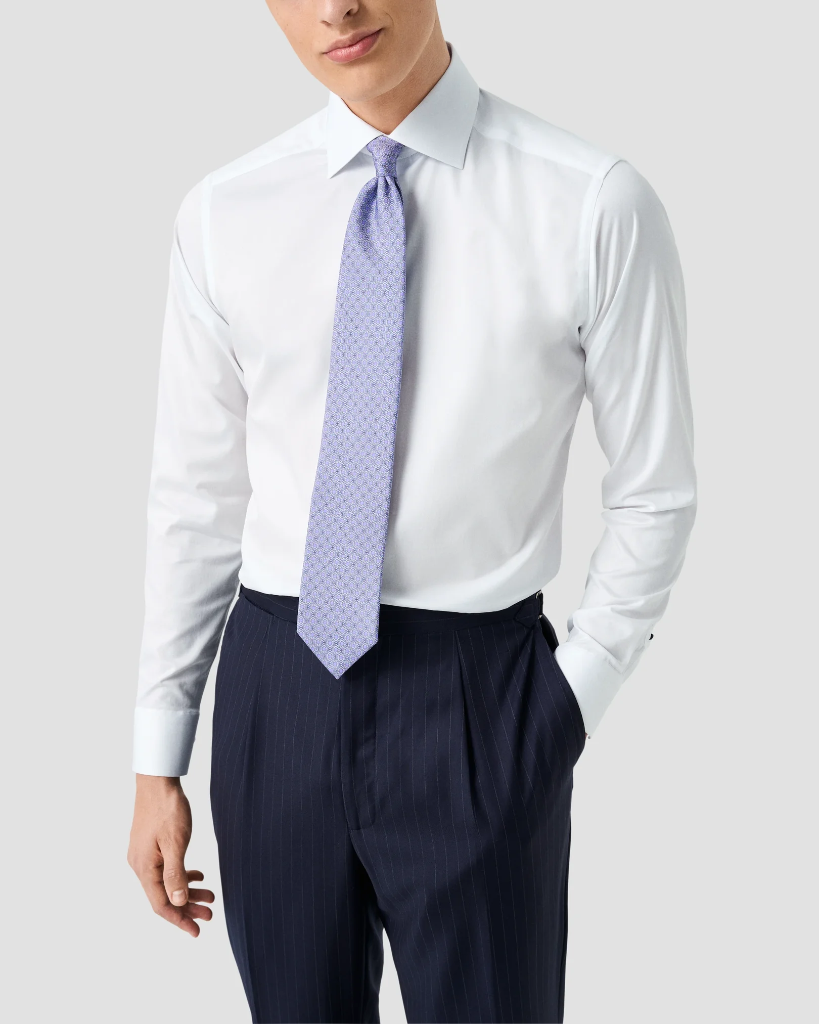 Eton - white solid black buttons signature twill shirt