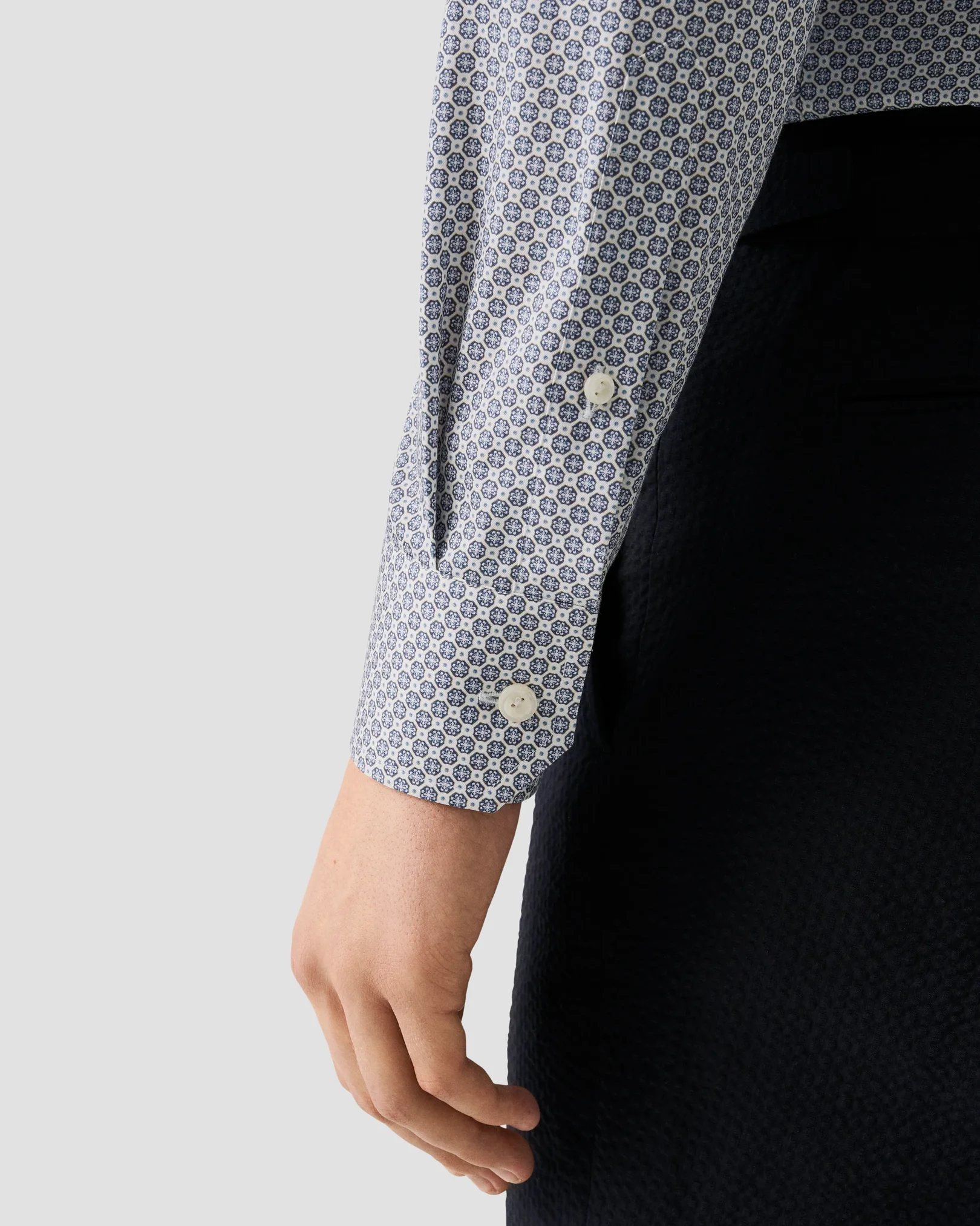 Eton - mid blue medallion signature twill shirt