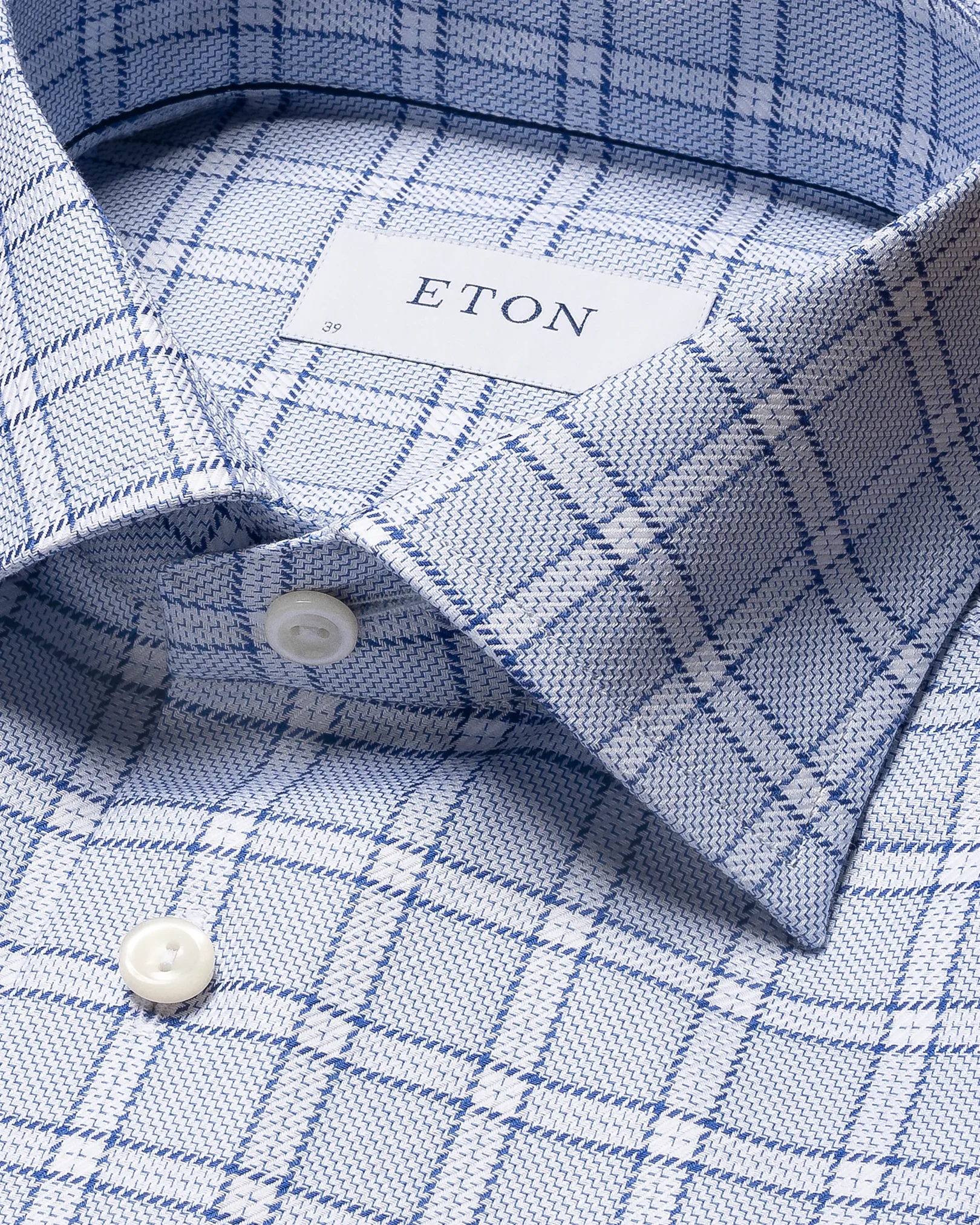 Eton - dark blue checked twill cut away