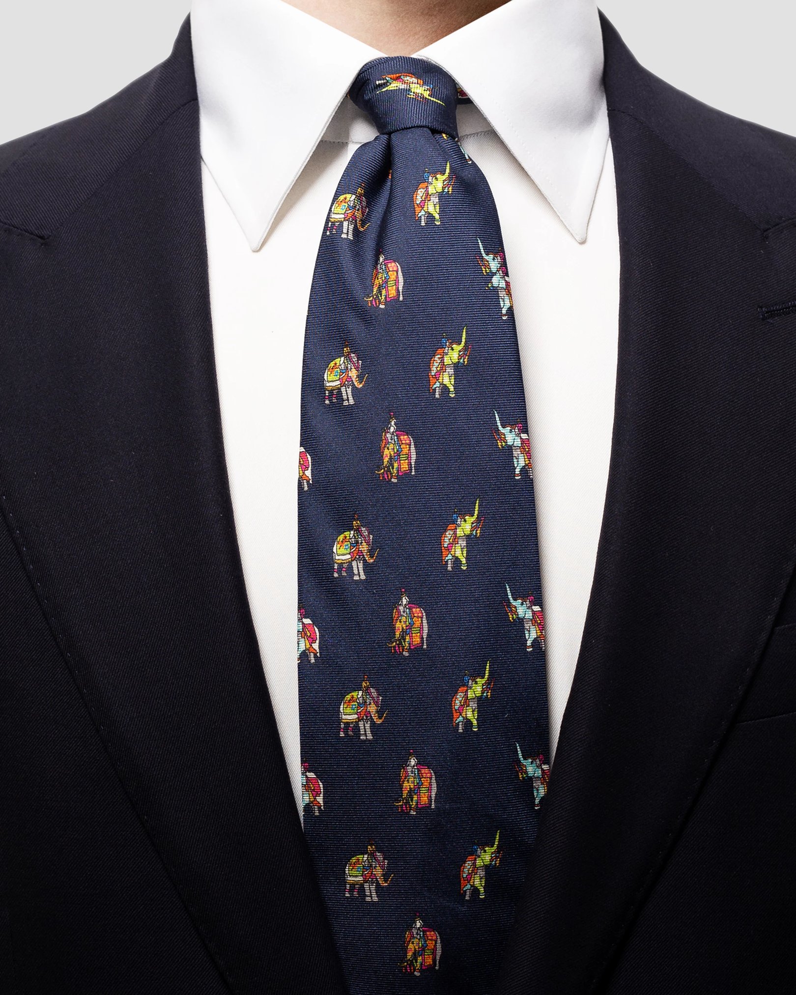 Eton - navy elephant tie