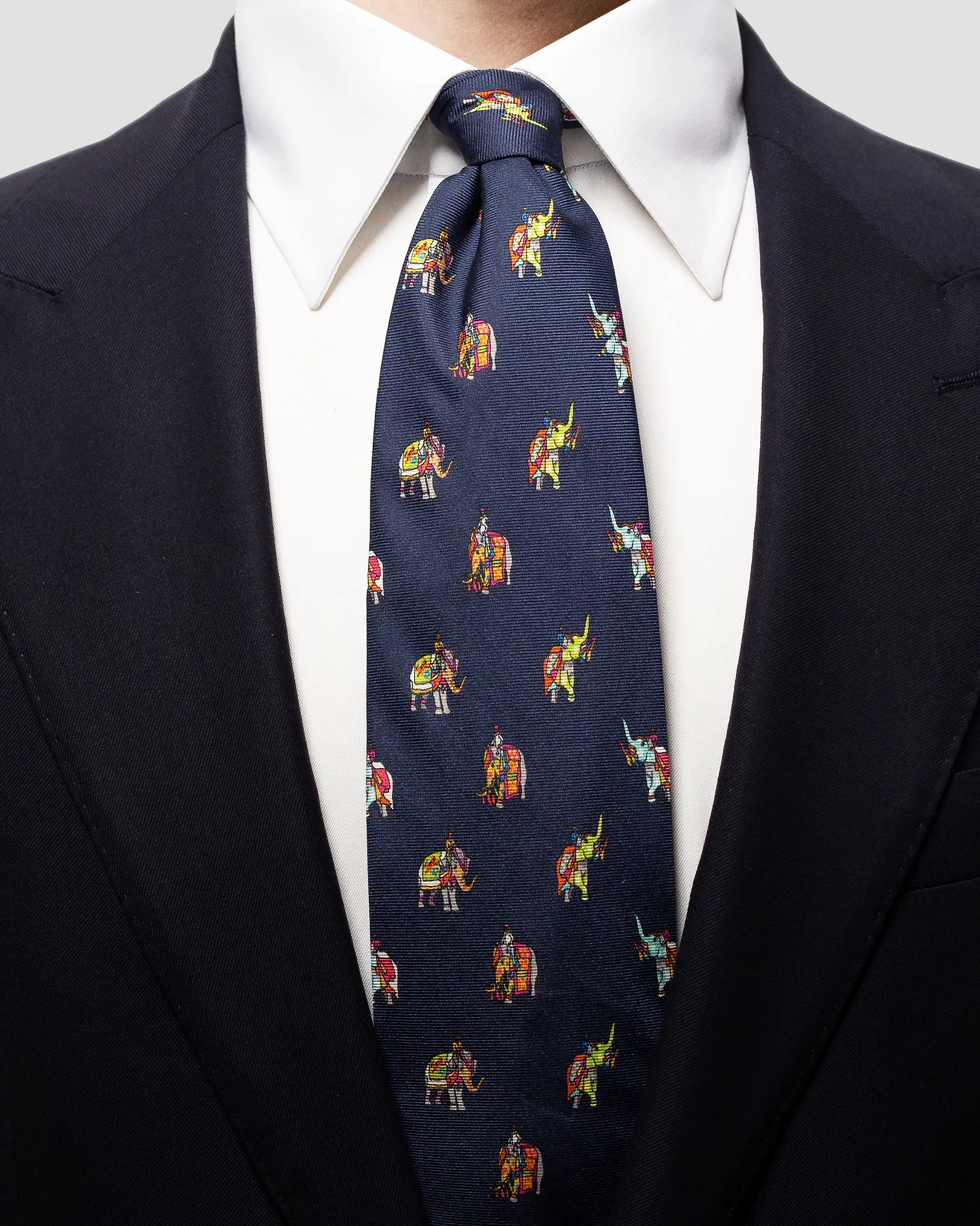 Eton - navy elephant tie