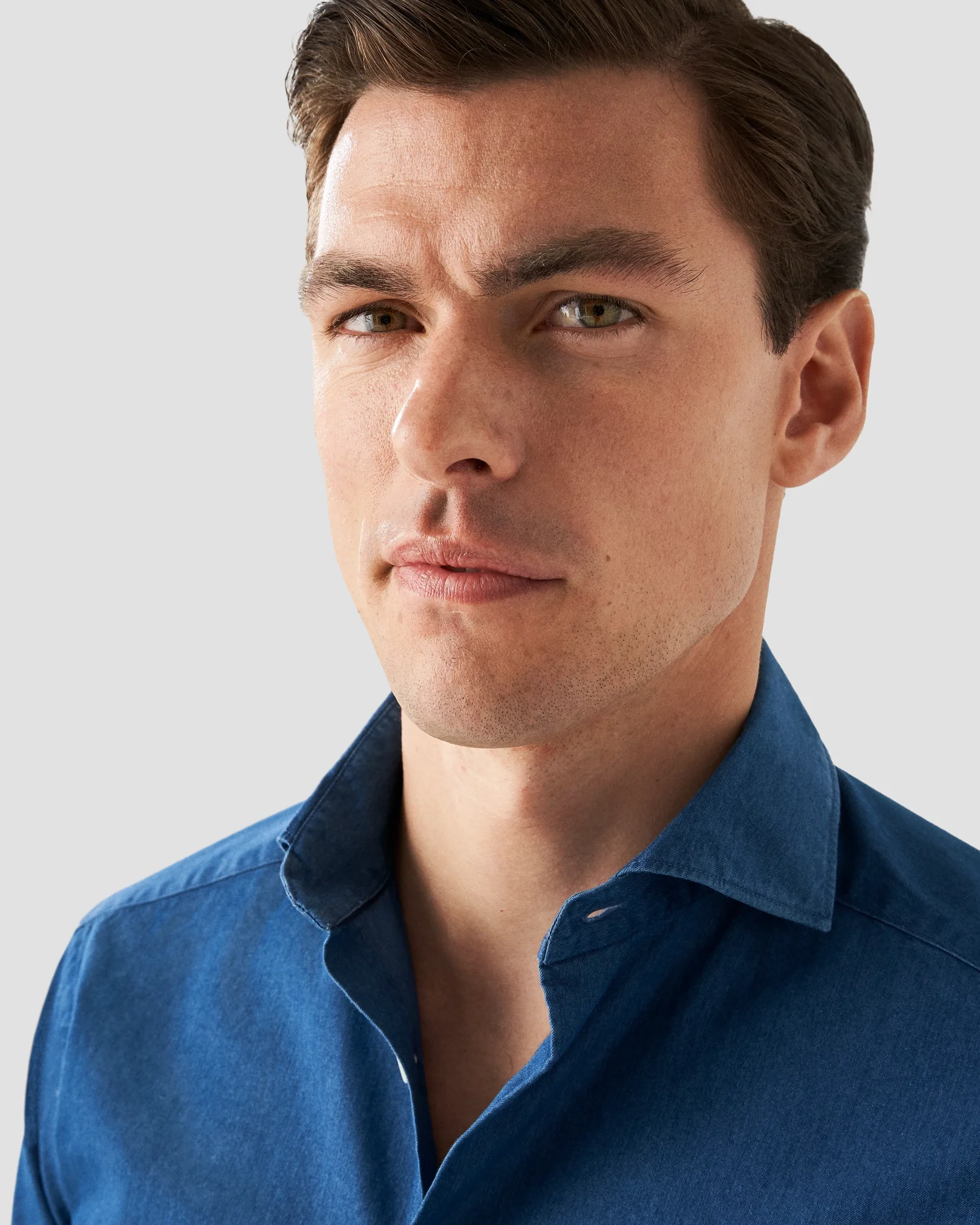 Eton - navy blue indigo wide spread collar