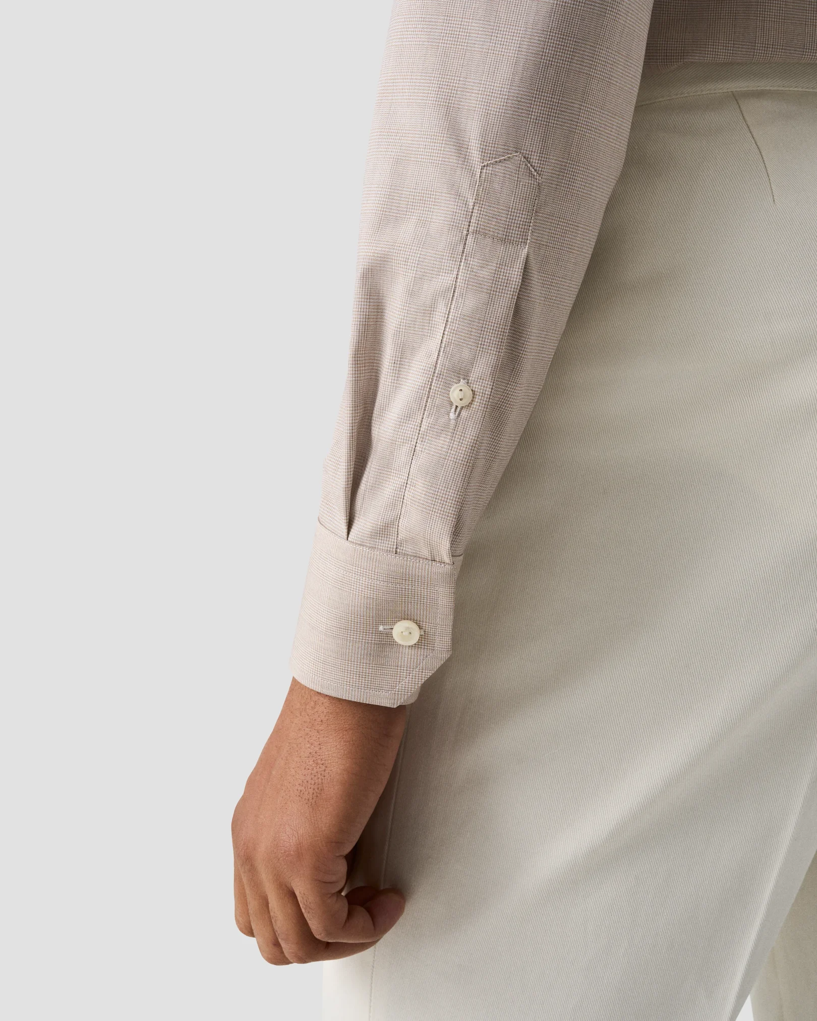 Eton - beige check fine twillshirt