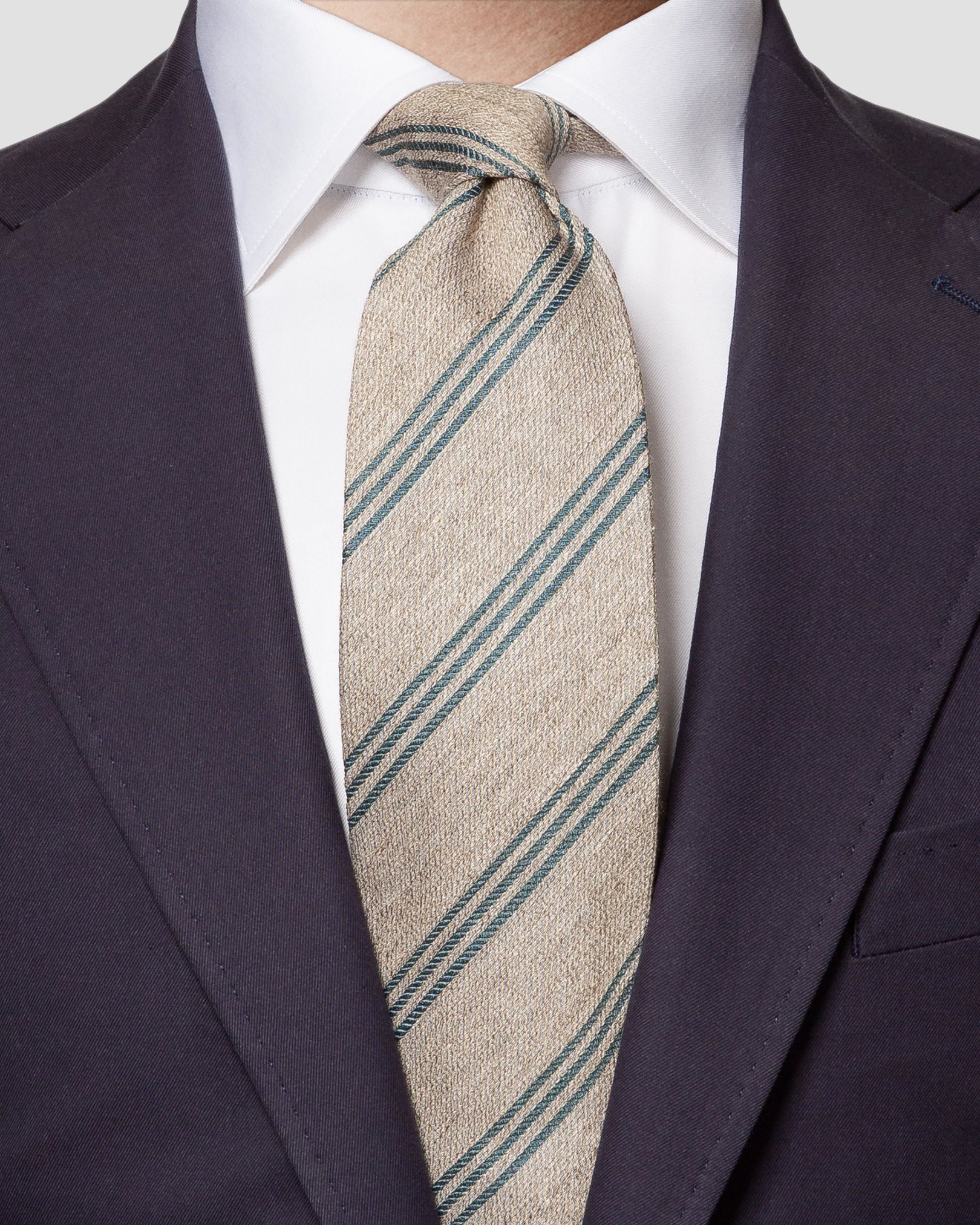 Eton - brown striped wool blend tie aw