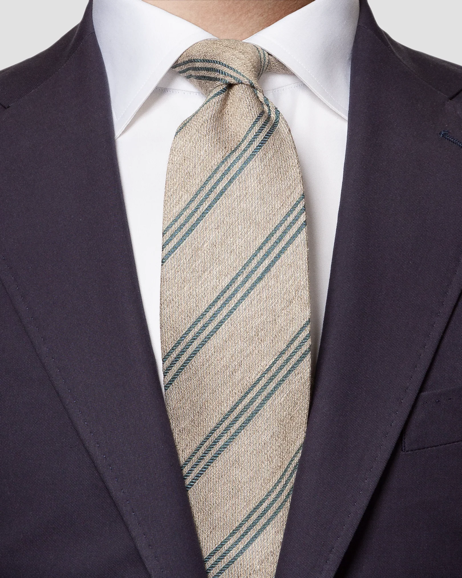 Eton - brown striped wool blend tie aw