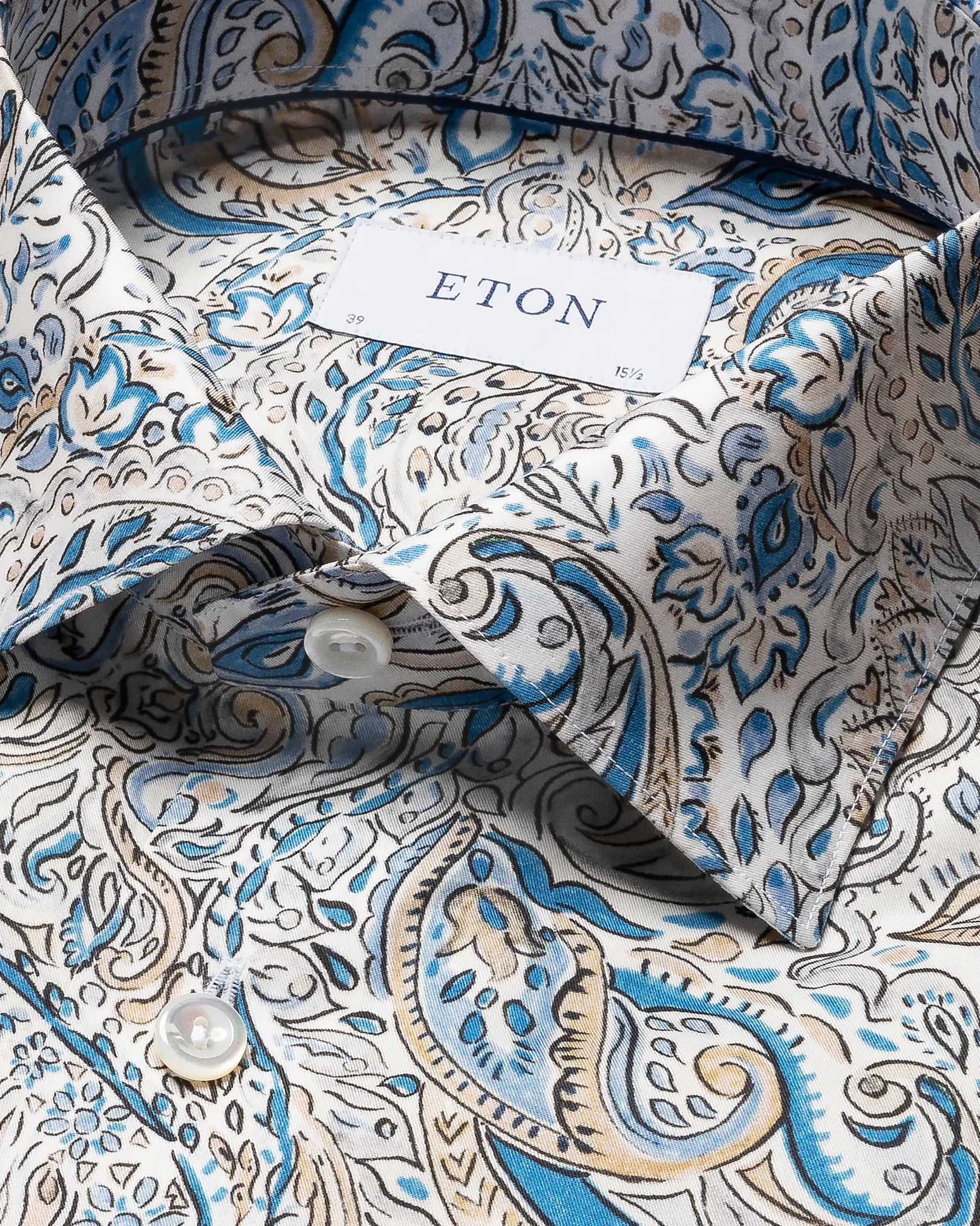 Eton - mid blue paisley fine twill