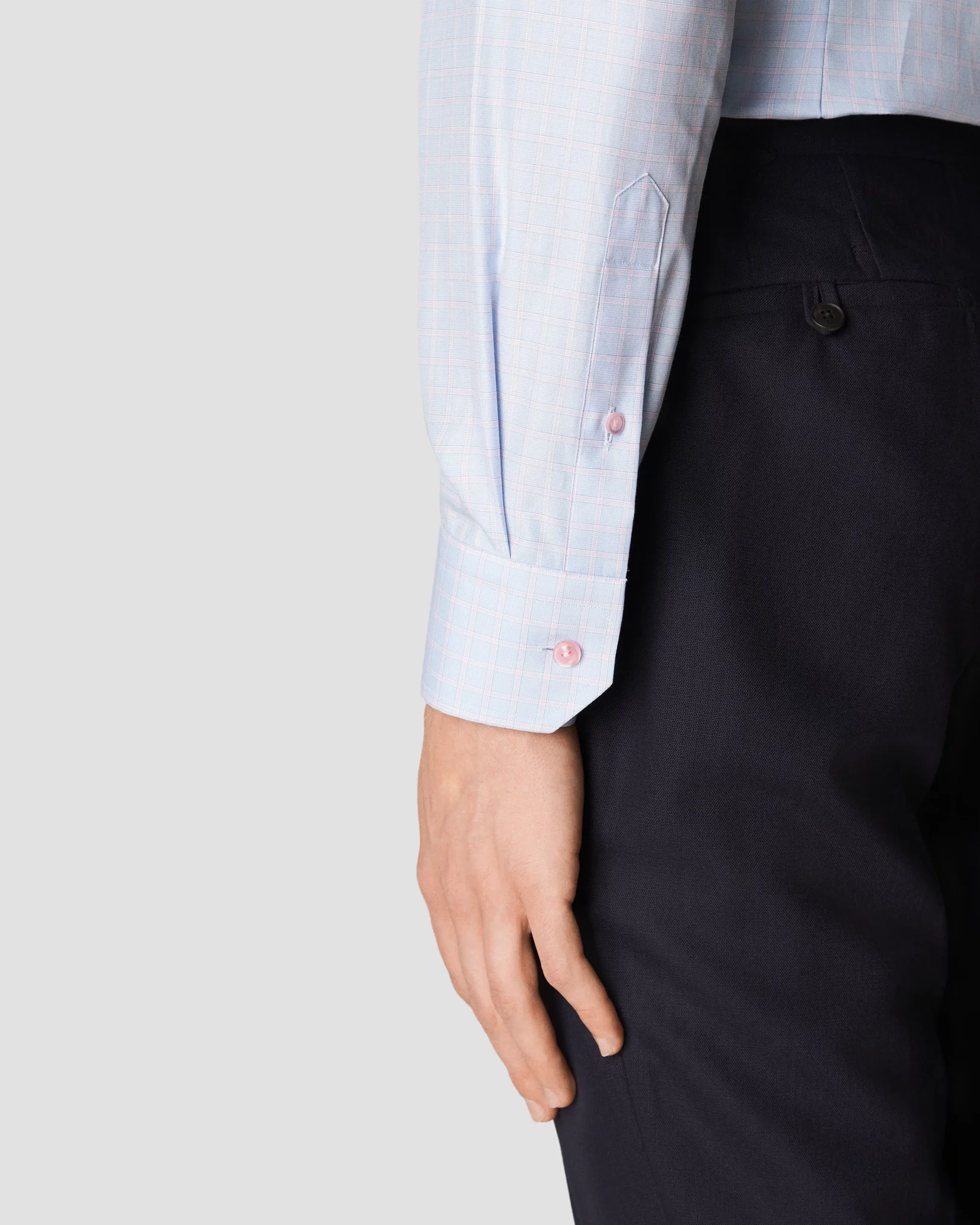Eton - pink cotton tencel stretch cut away single slim