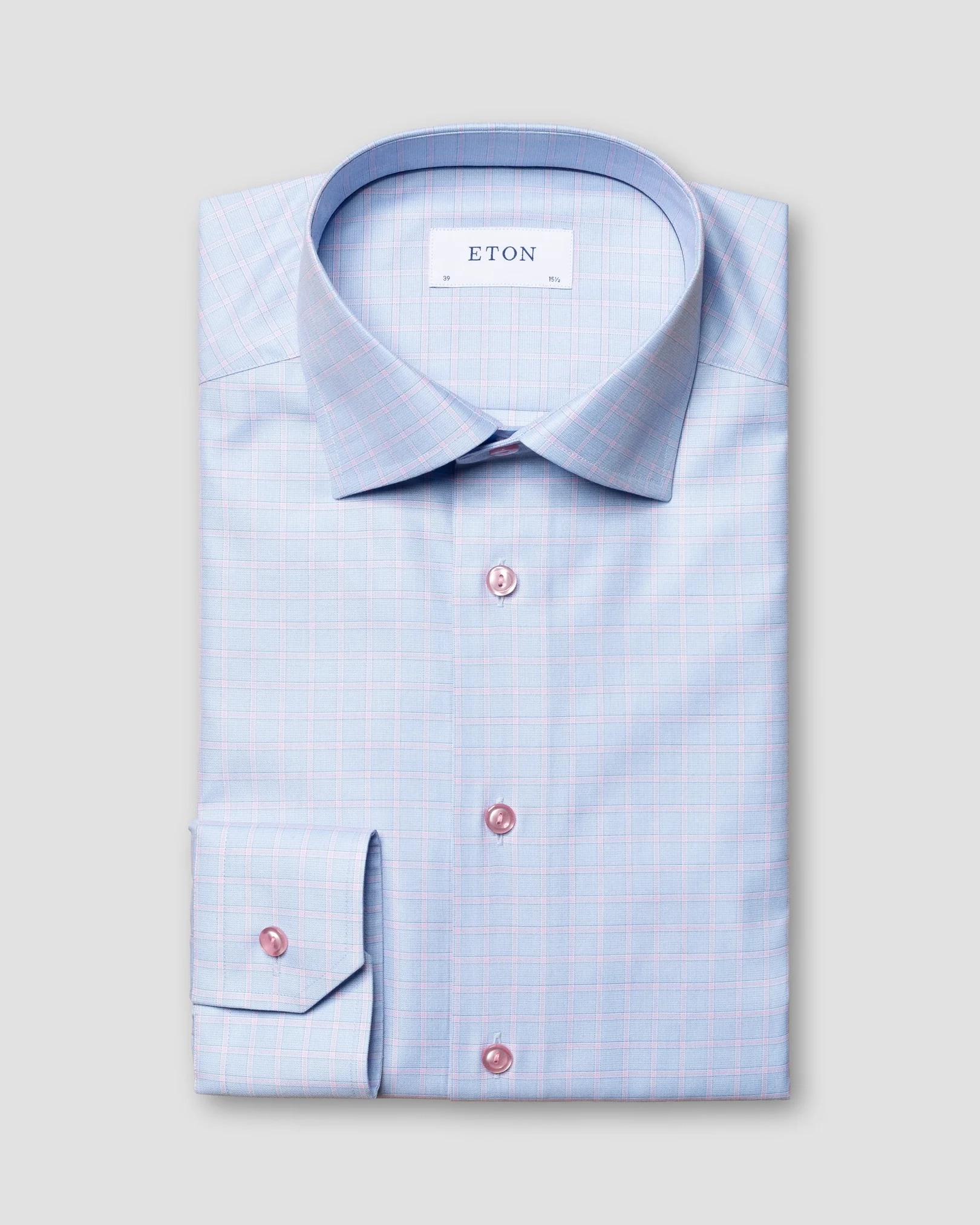Eton - pink cotton tencel stretch cut away single slim
