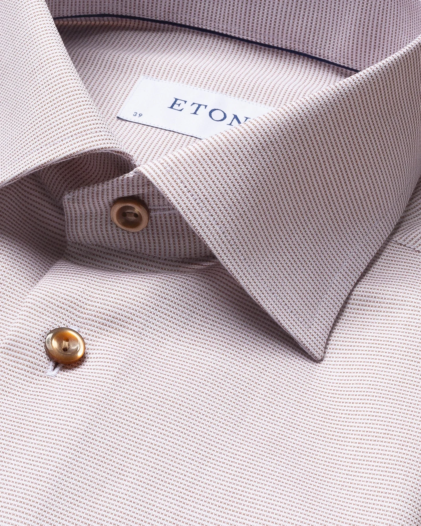 Eton - brown twill shirt pointed superslim single super slim