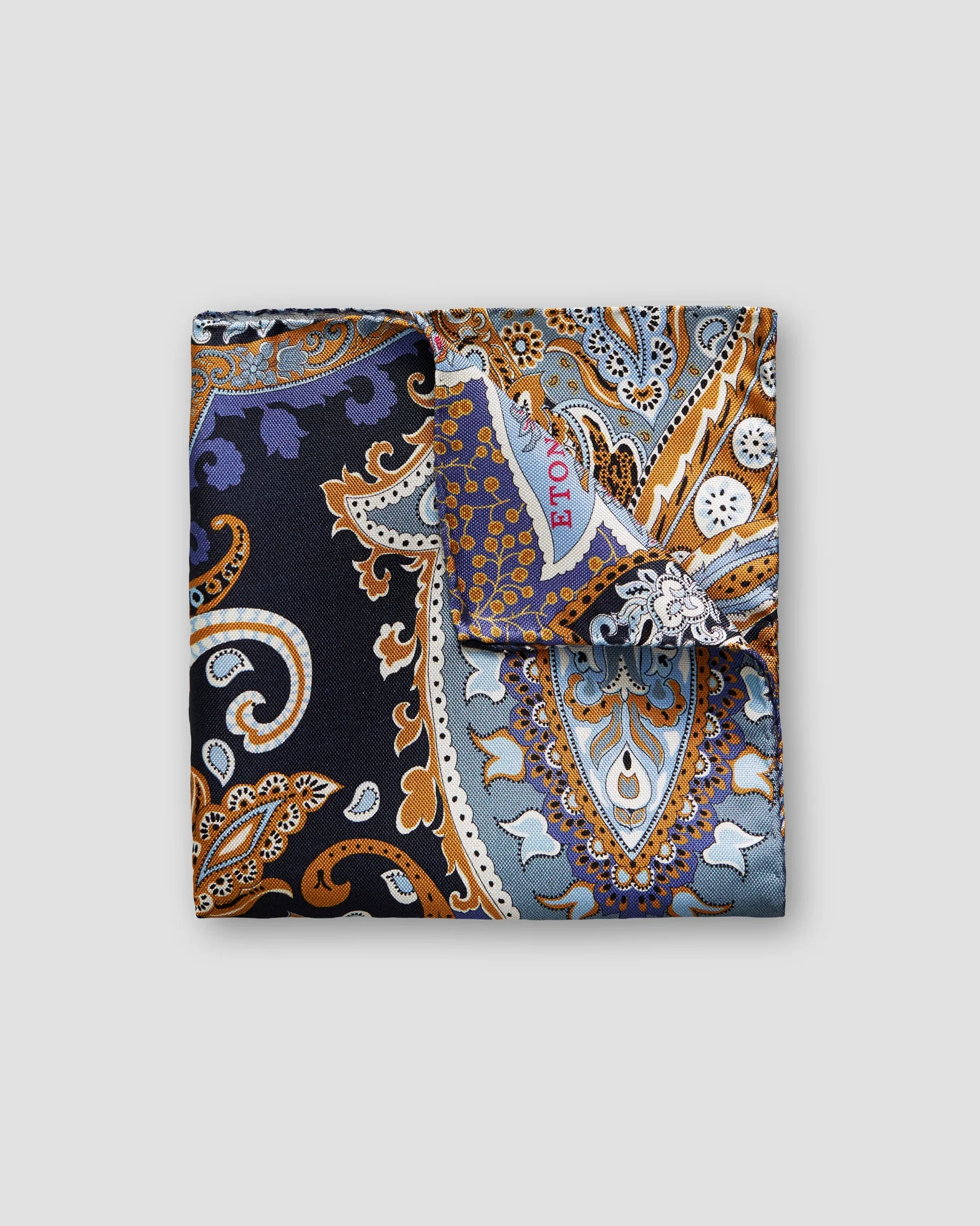 Eton - blue yellow paisley pocket square