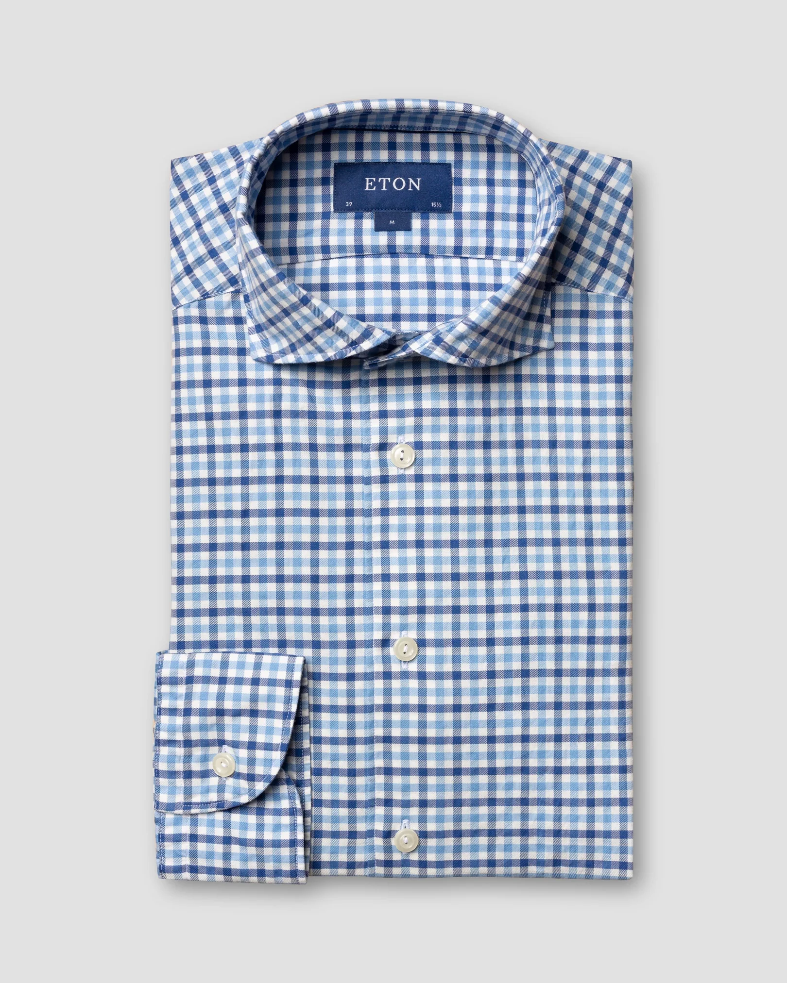 Eton - blue checks cotton and silk shirt