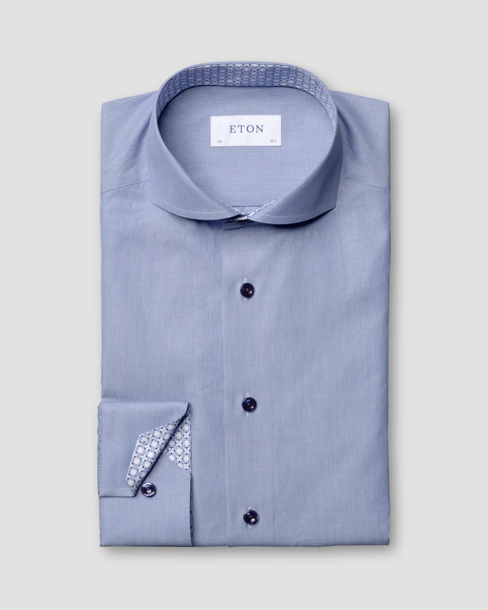 Eton - blue hairline striped shirt navy details extreme cut away