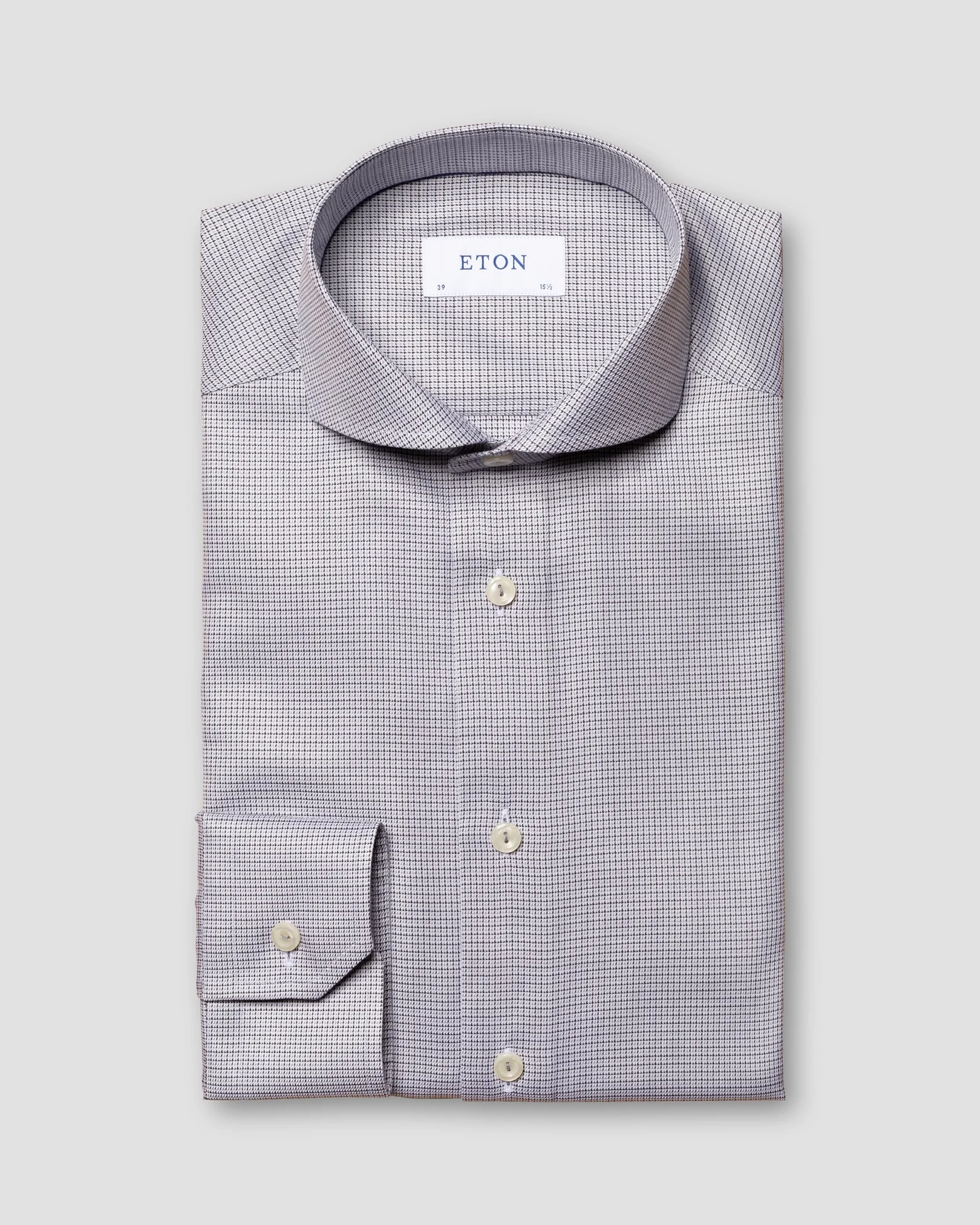 Eton - gray cotton lyocell stretch shirt