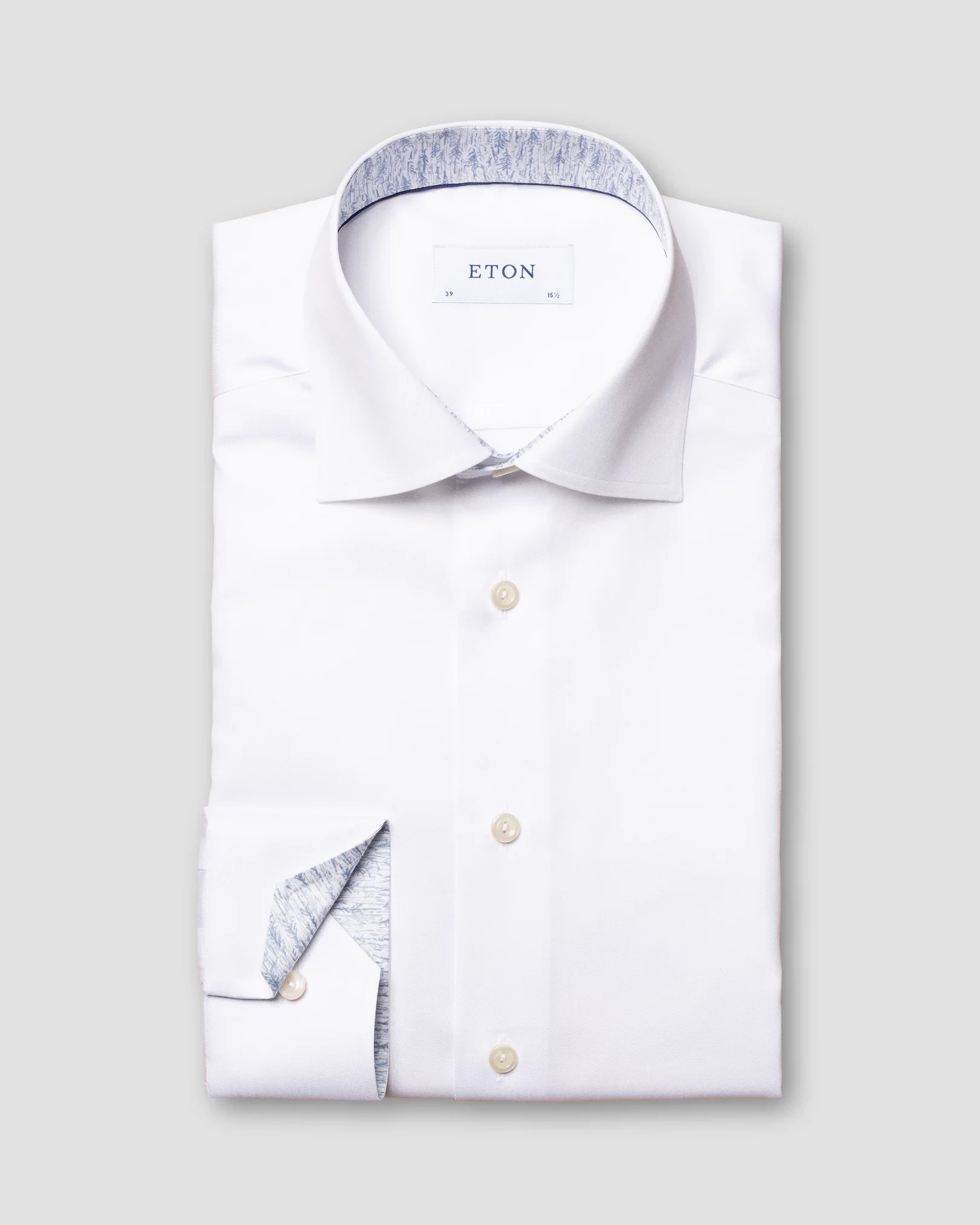 Eton - white signature twill shirt tree line print