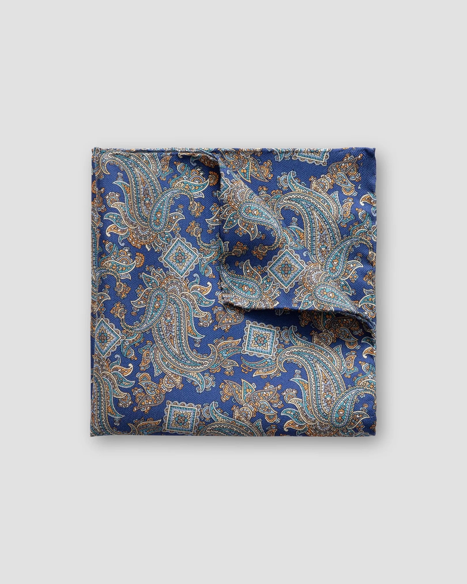 Eton - dark blue paisley print silk pocket square