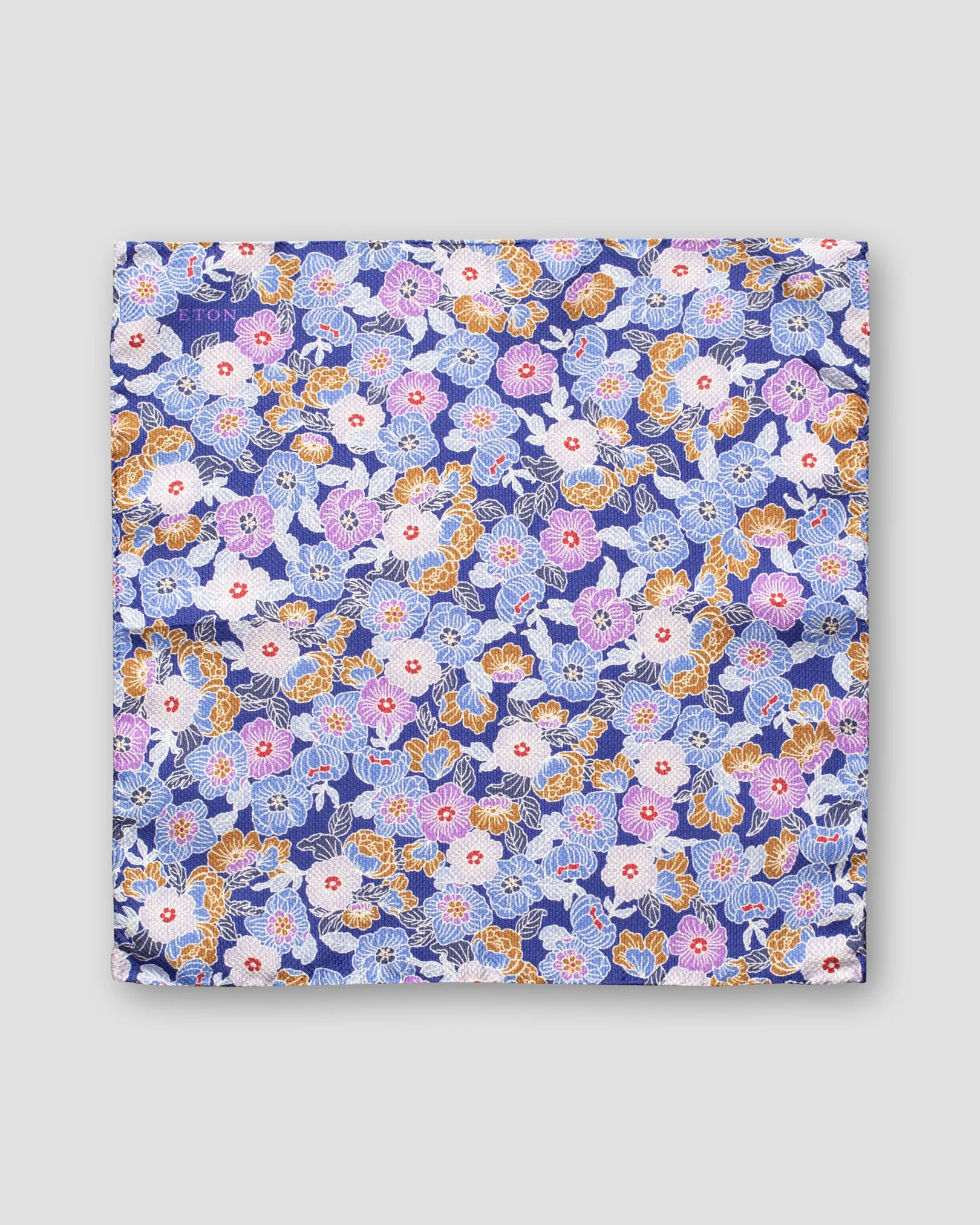 Eton - blue retro flower print pocket square