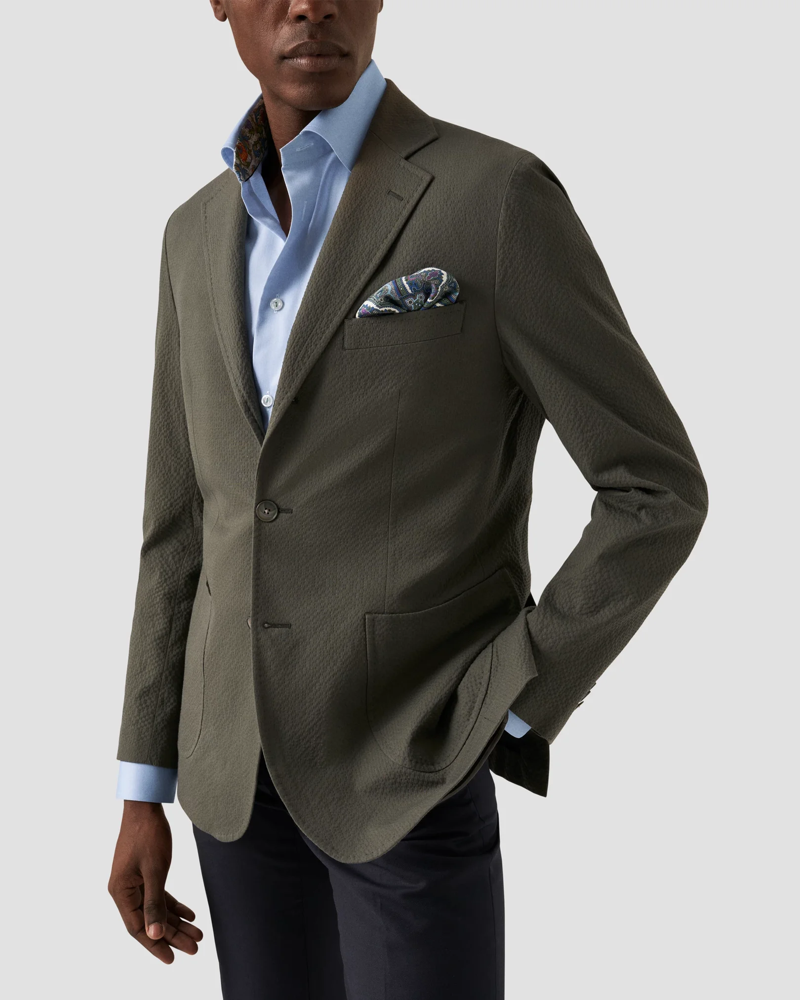 Eton - floral detailed twill shirt