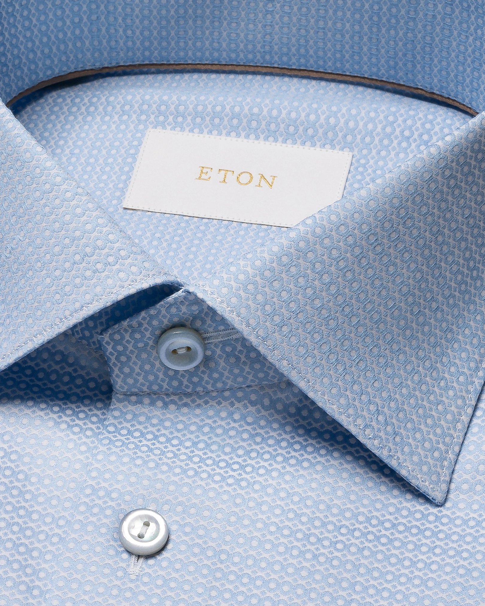 Eton - light blue semi solid elevated piqueshirt
