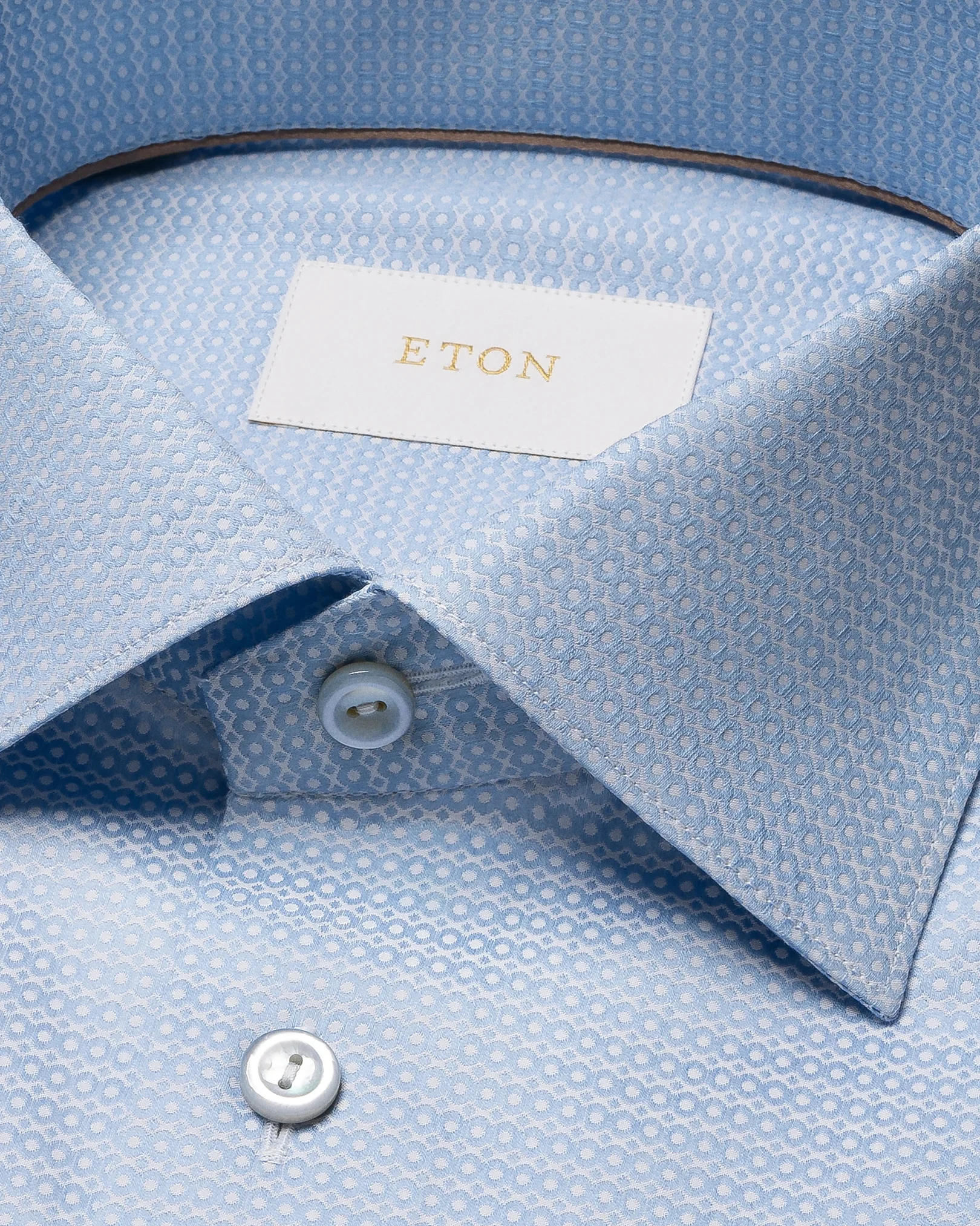 Eton - light blue semi solid elevated piqueshirt