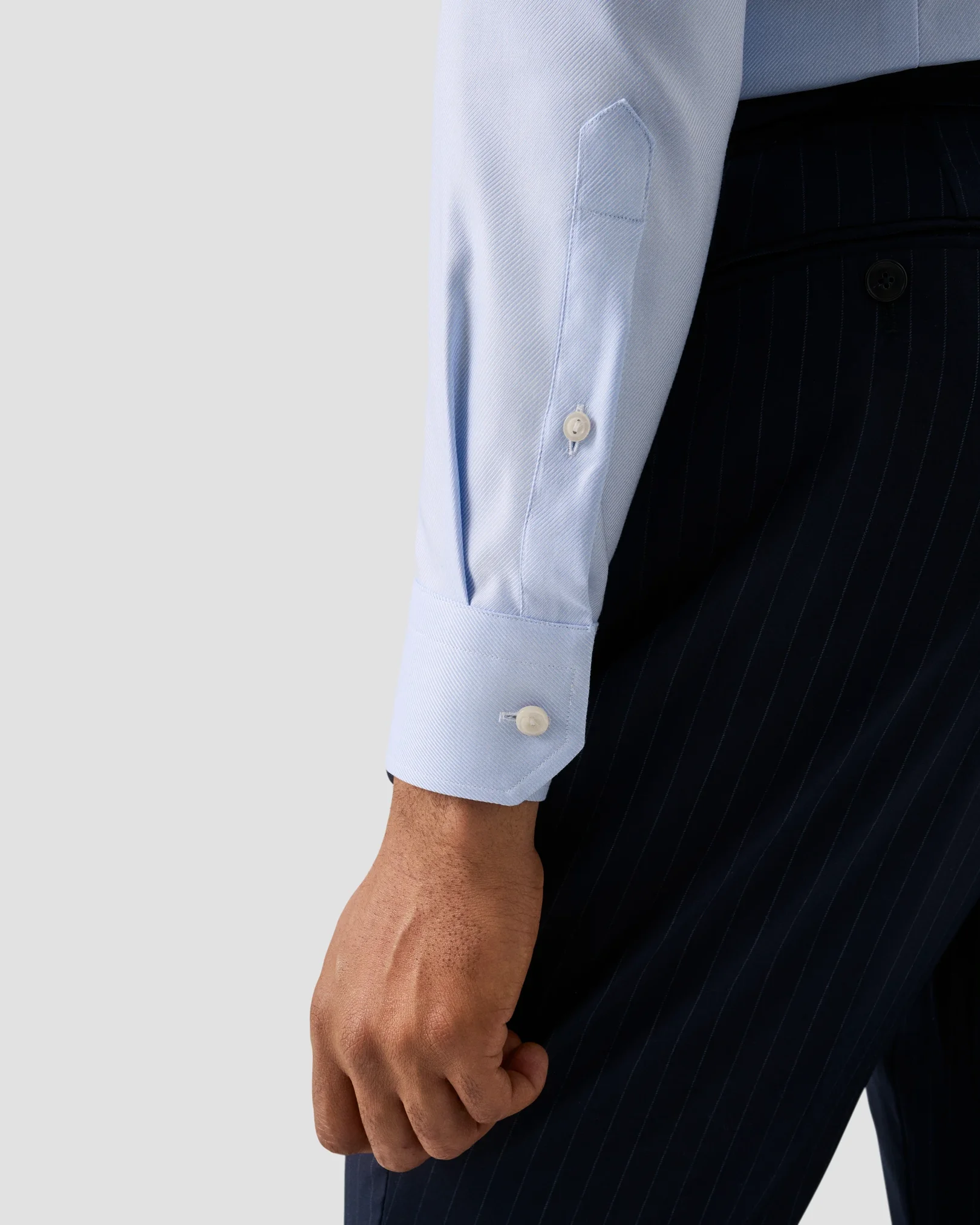 Eton - light blue textured twill shirt