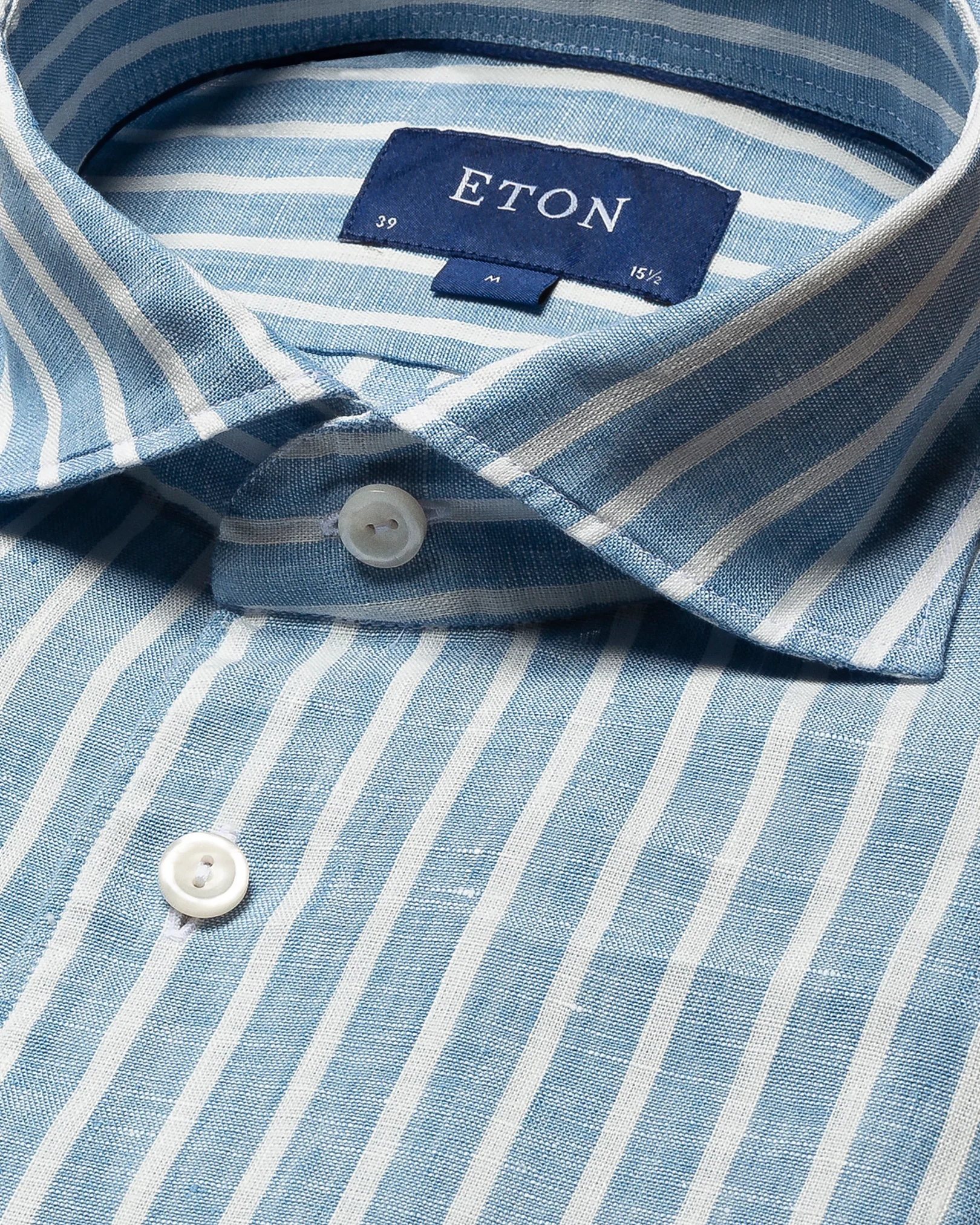 Eton - mid blue striped linen