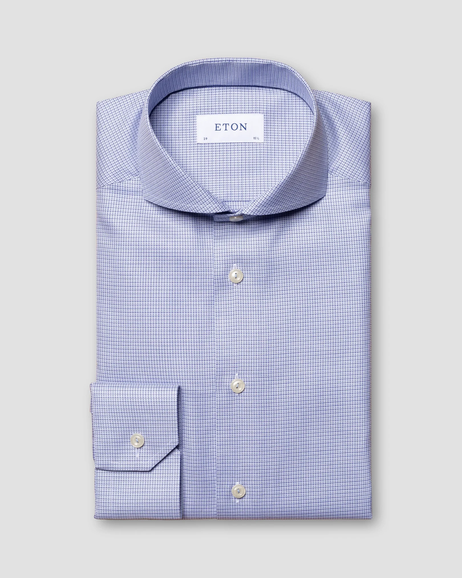 Eton - blue cotton lyocell stretch shirt