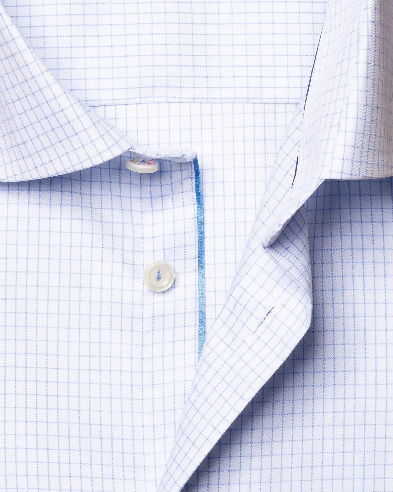 Eton - light blue fine checked twill shirt