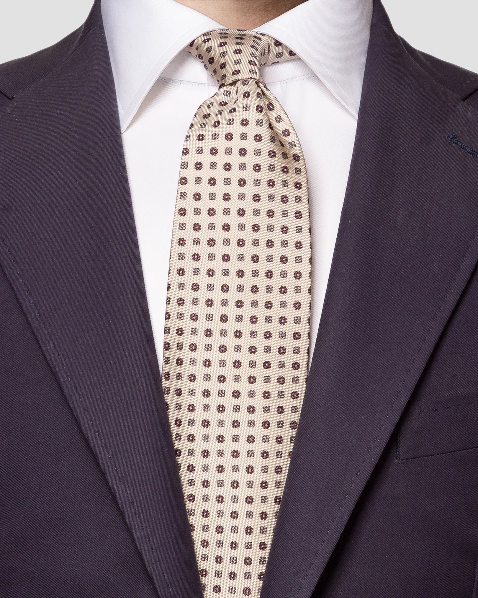 Eton - brown flower printed tie