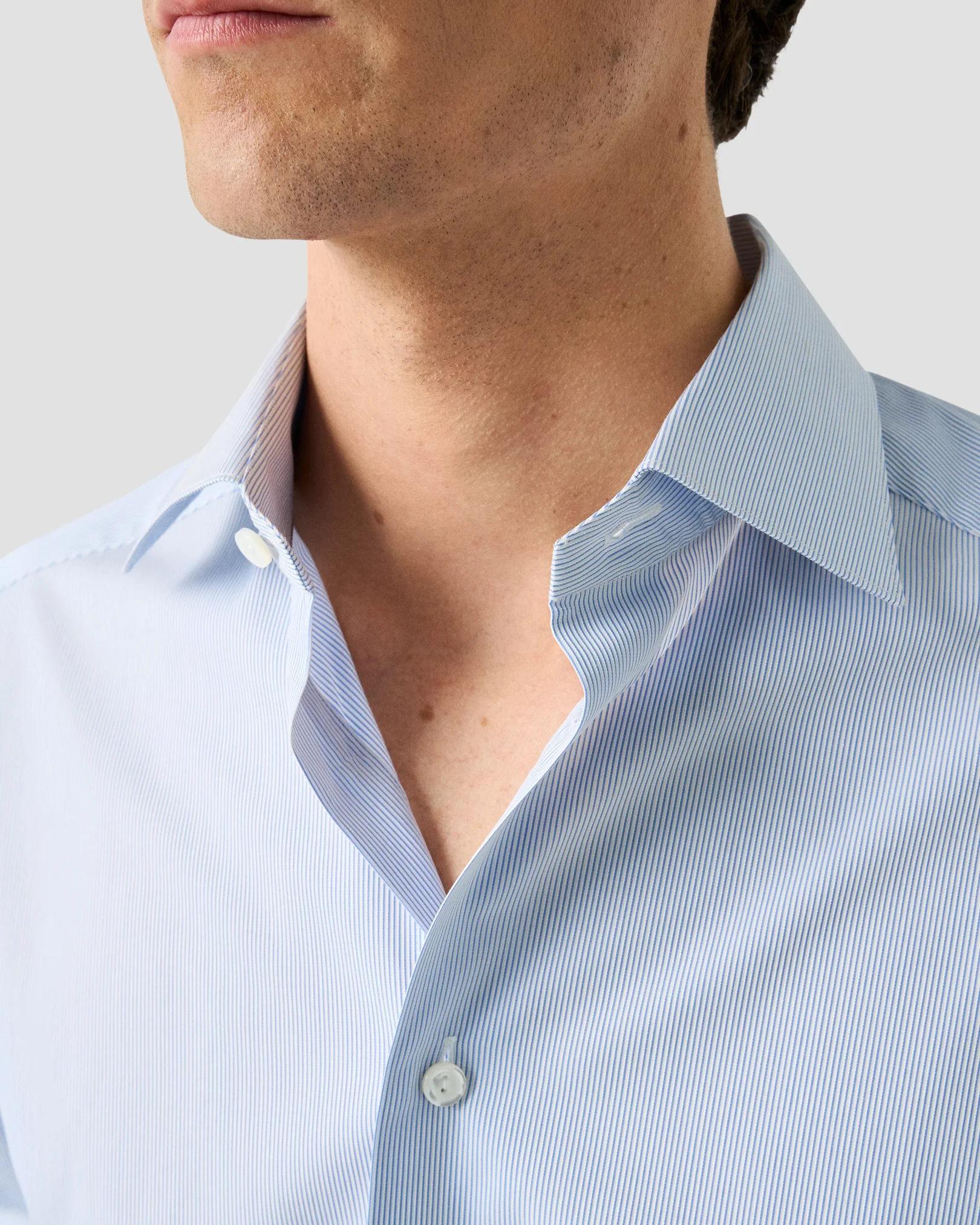 Eton - light blue fine striped elevated pique shirt