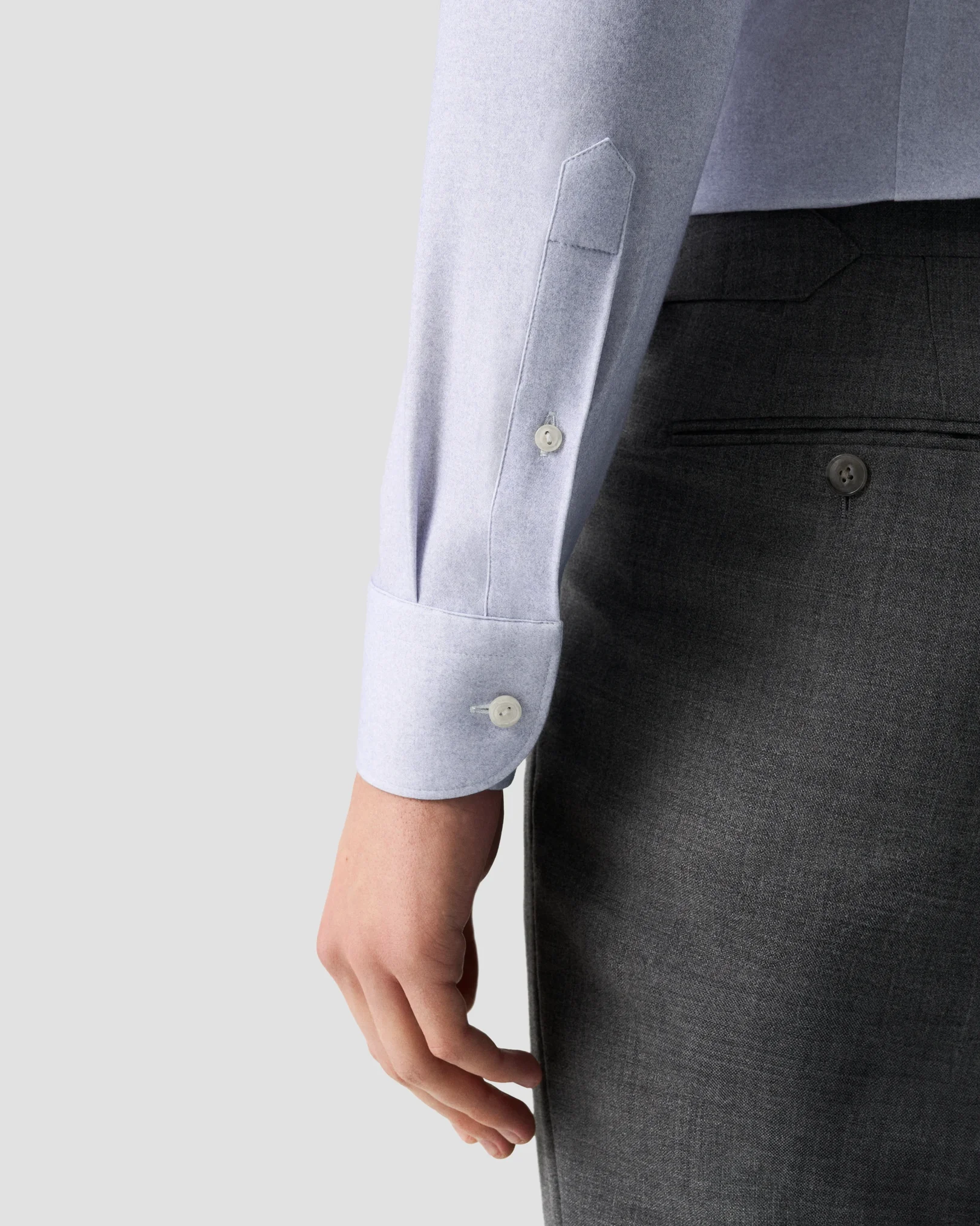 Eton - mid purple solid cotton four way stretch shirt