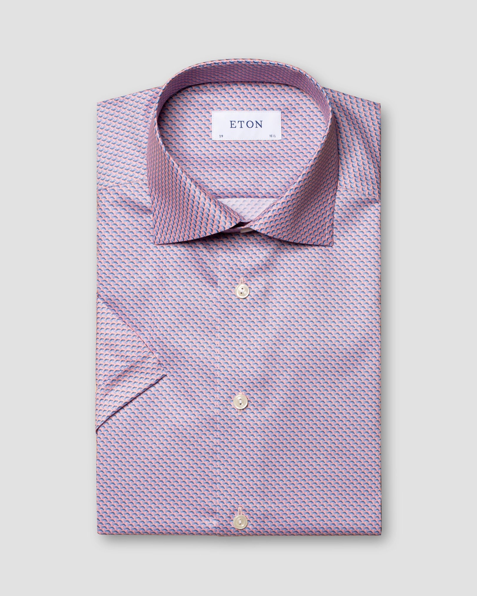 Eton - orange fish print signature twill shirt short sleeve