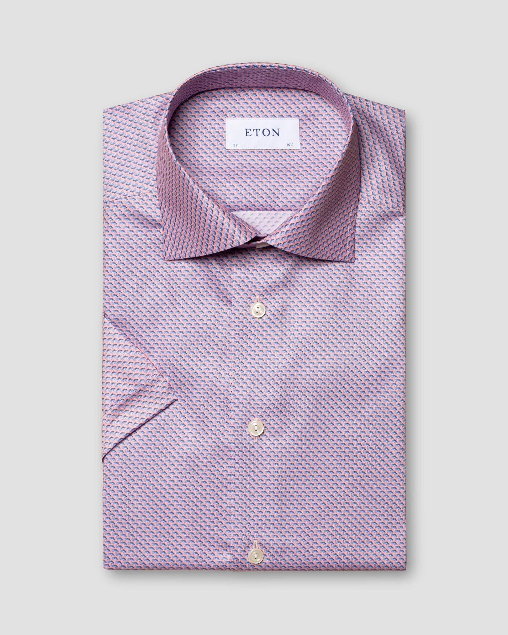 Eton - orange fish print signature twill shirt short sleeve